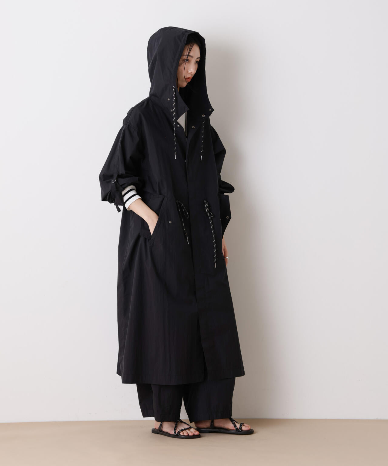 「STEVELOUR」コットンナイロンロングボリュームブルゾン(セットアップ可) 6696111304