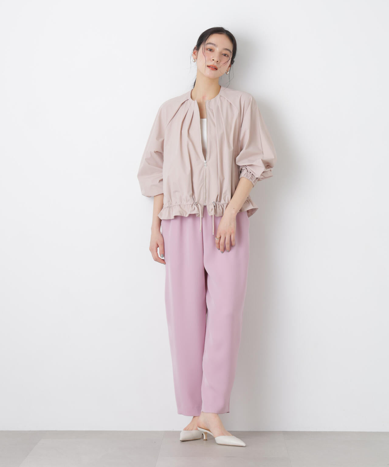 ノーカラードロストタックブルゾン 6696112303