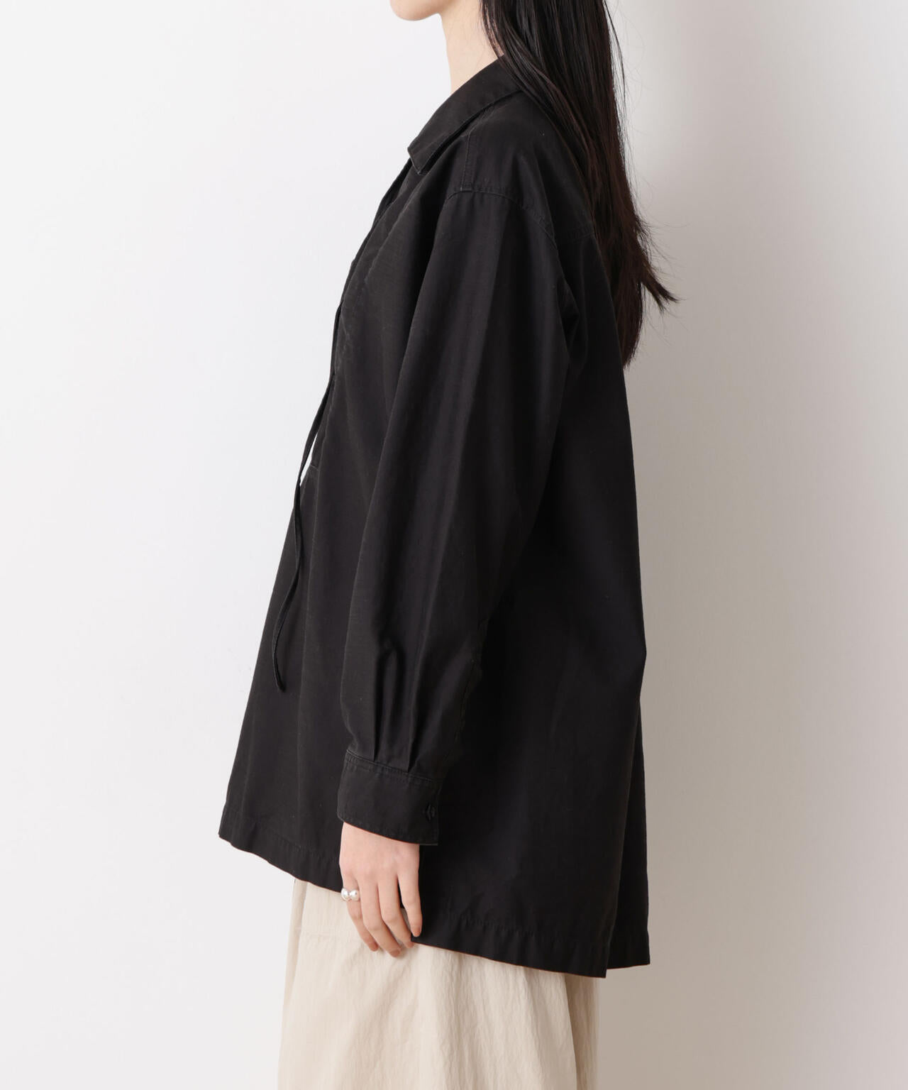 「STEVELOUR」コットンレースアップチュニックシャツ 6696112305