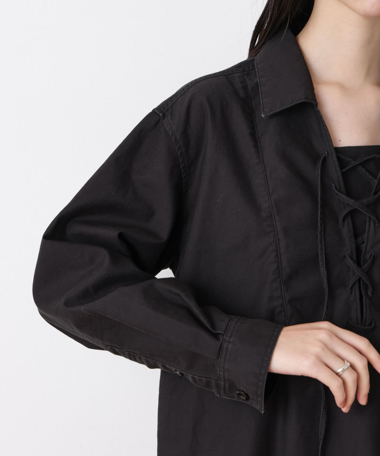 「STEVELOUR」コットンレースアップチュニックシャツ 6696112305