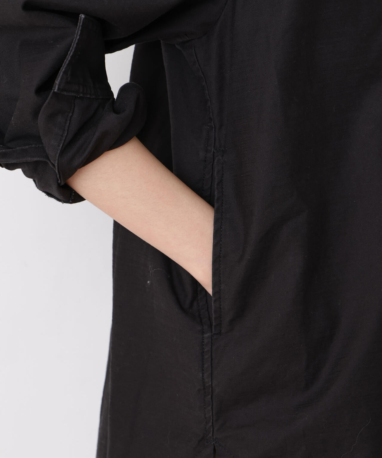 「STEVELOUR」コットンレースアップチュニックシャツ 6696112305