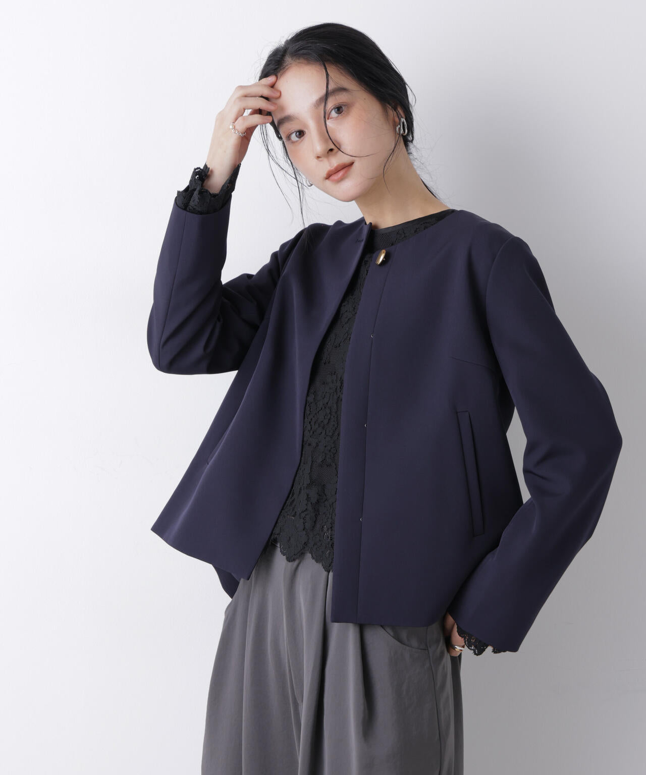 デイリーファンクション ノーカラージャケット(セットアップ可) 6696116300