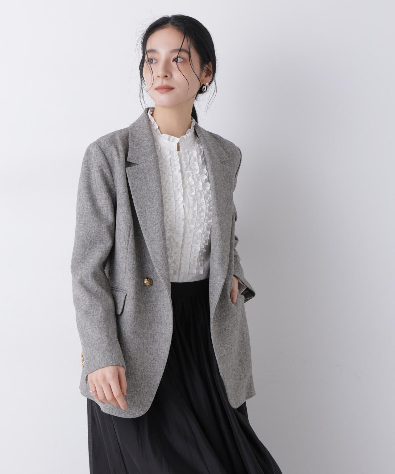 ツイーディー カルゼ テーラード ダブル ジャケット