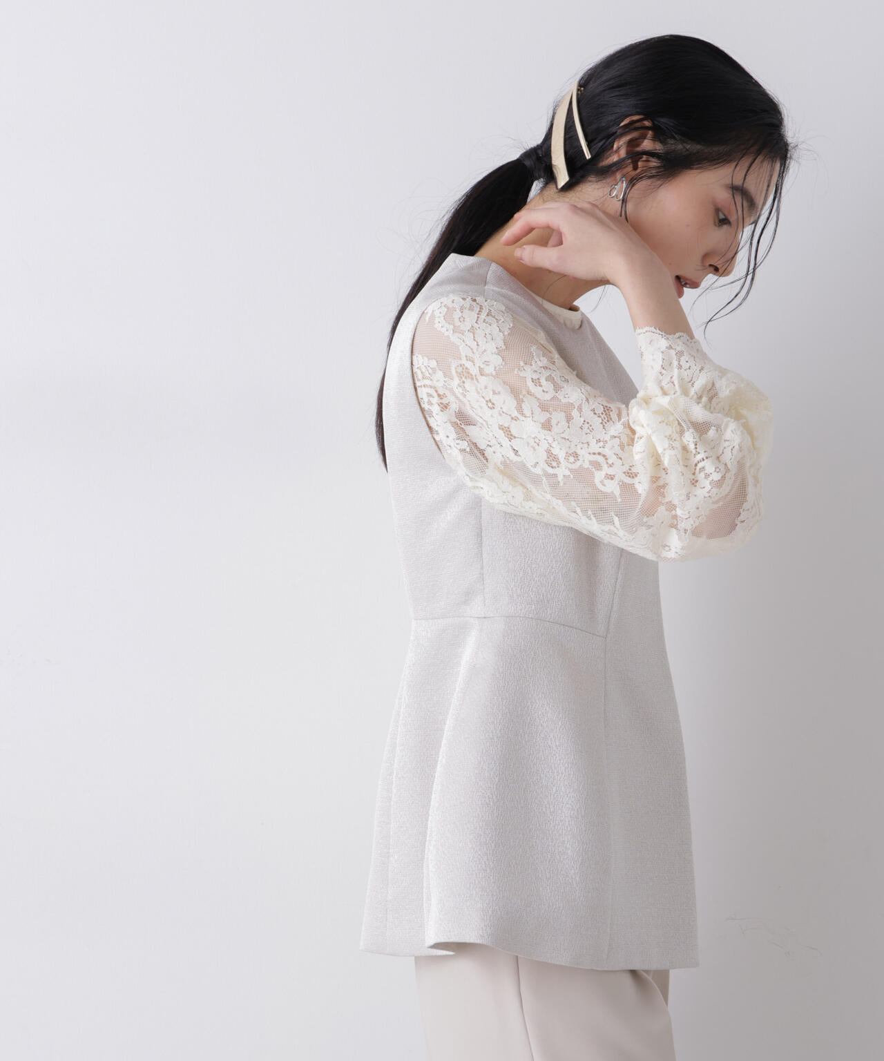 ジャガードペプラムジレ(セットアップ可) 6696116305