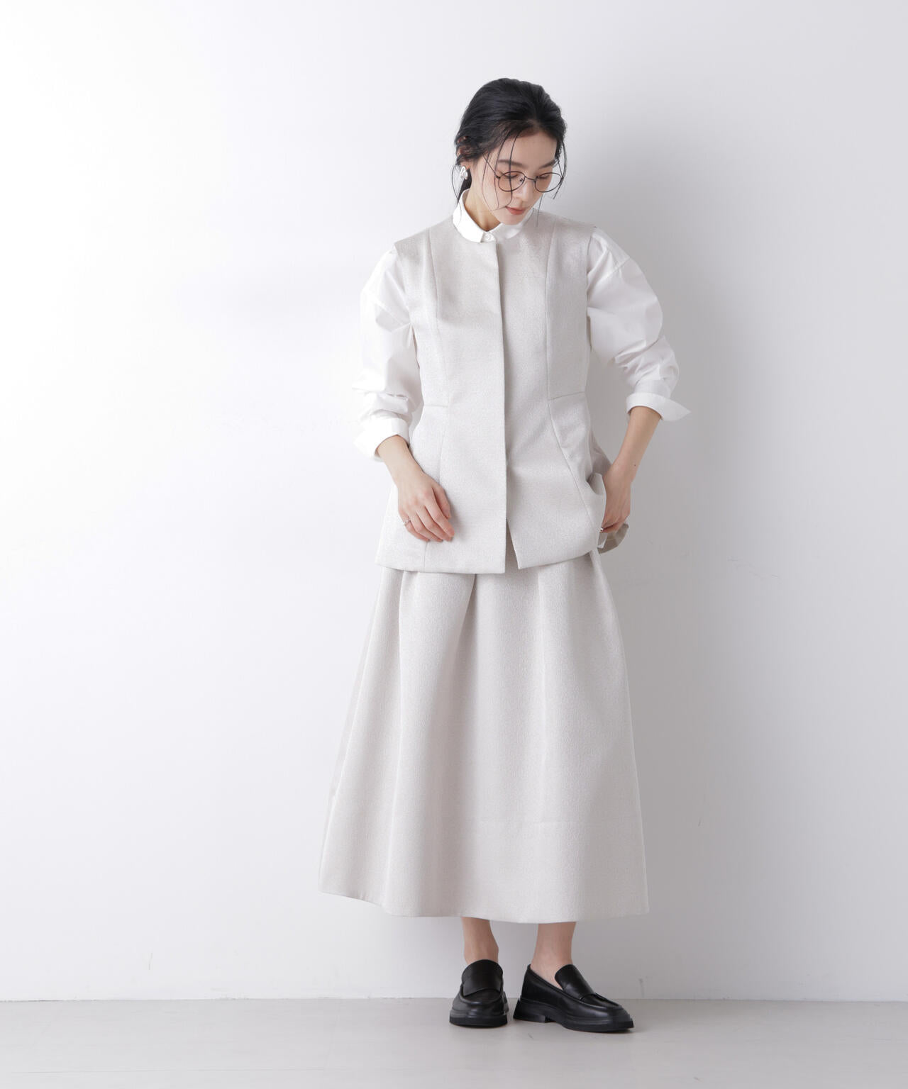 ジャガードペプラムジレ(セットアップ可) 6696116305