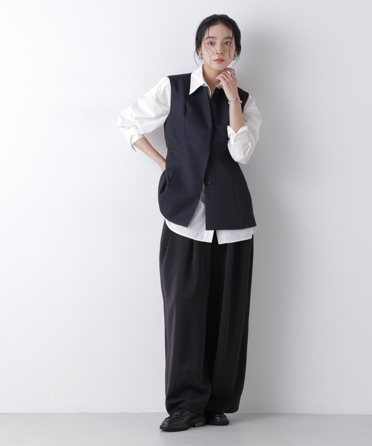 ジャガードペプラムジレ(セットアップ可) 6696116305