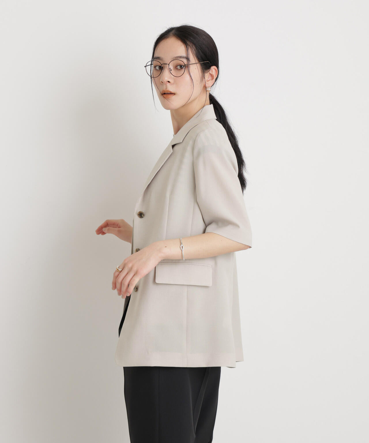 メランジドライ ハーフスリーブシングルジャケット(セットアップ可) 6696116306