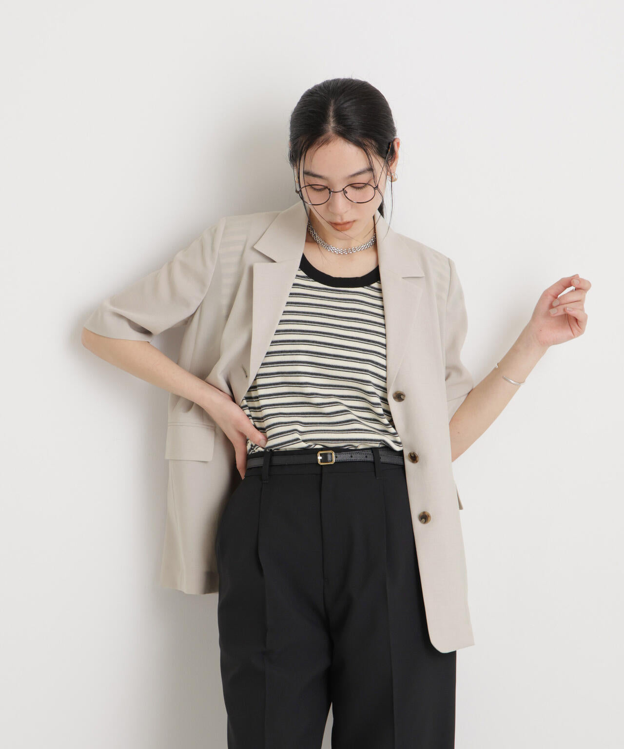 メランジドライ ハーフスリーブシングルジャケット(セットアップ可) 6696116306