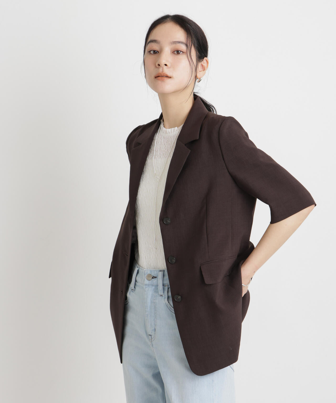 メランジドライ ハーフスリーブシングルジャケット(セットアップ可) 6696116306