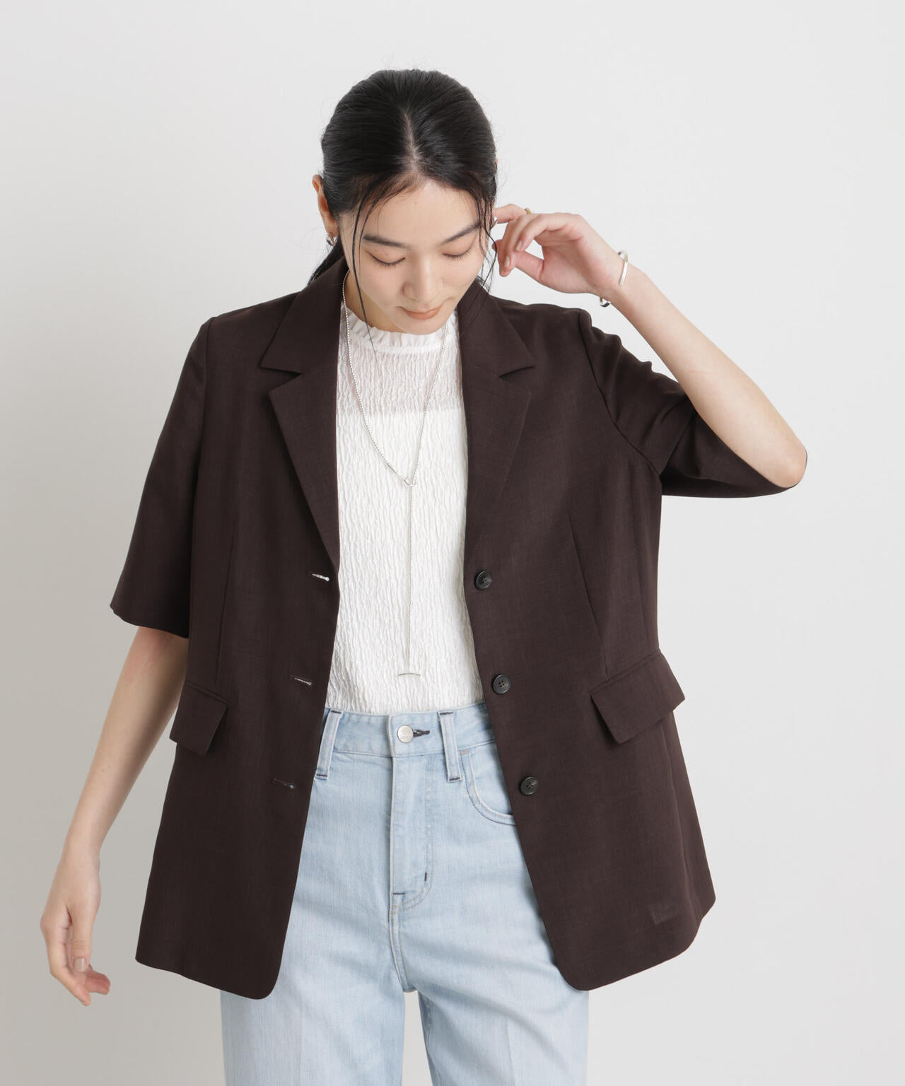 メランジドライ ハーフスリーブシングルジャケット(セットアップ可) 6696116306