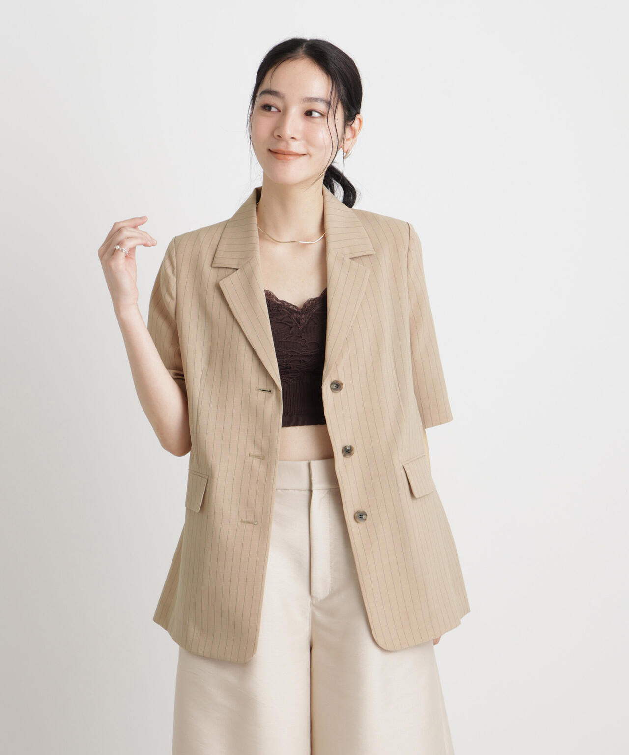 メランジドライ ハーフスリーブシングルジャケット(セットアップ可) 6696116306