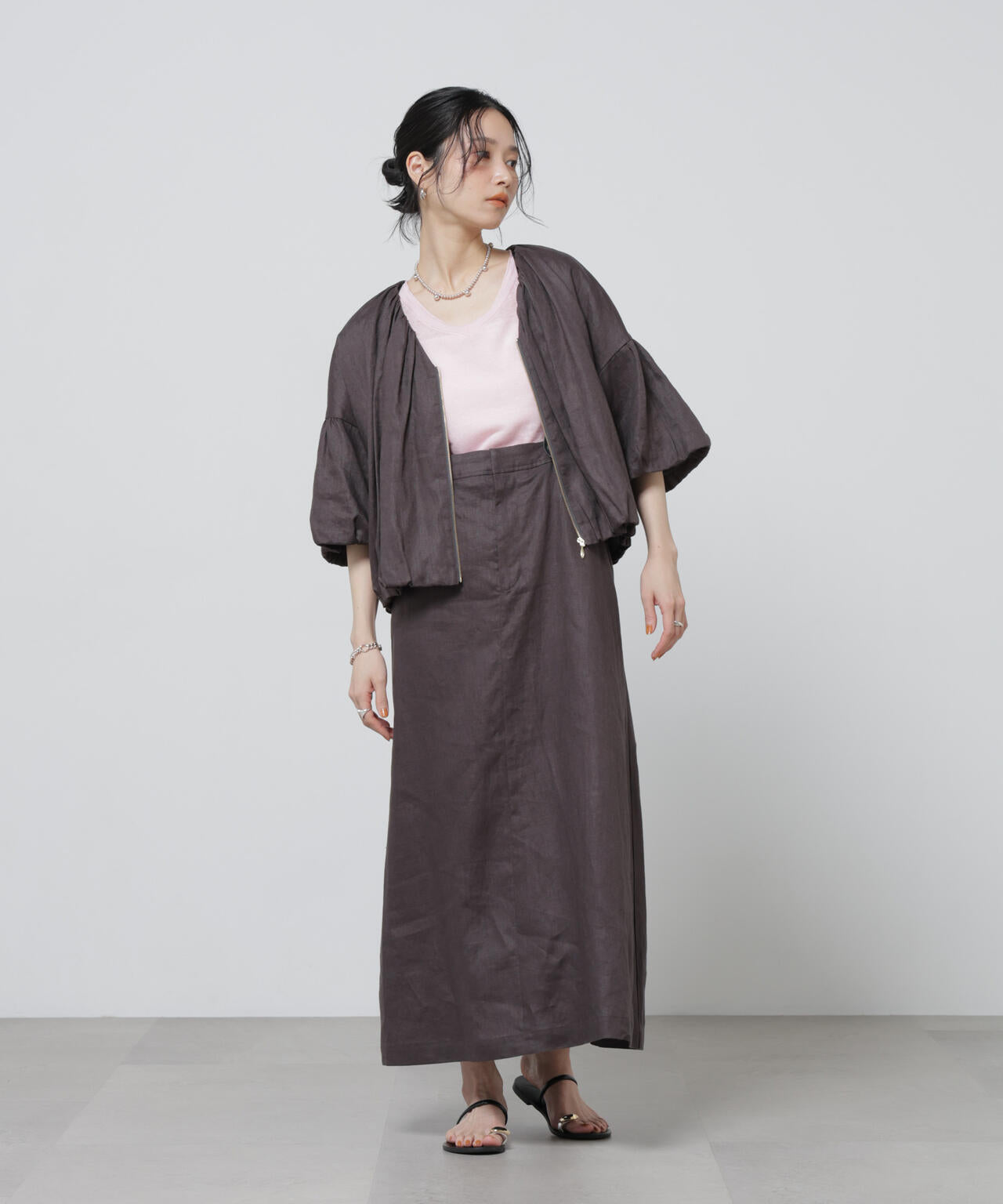European Flax ギャザー バルーン ブルゾン ( セットアップ 可 )