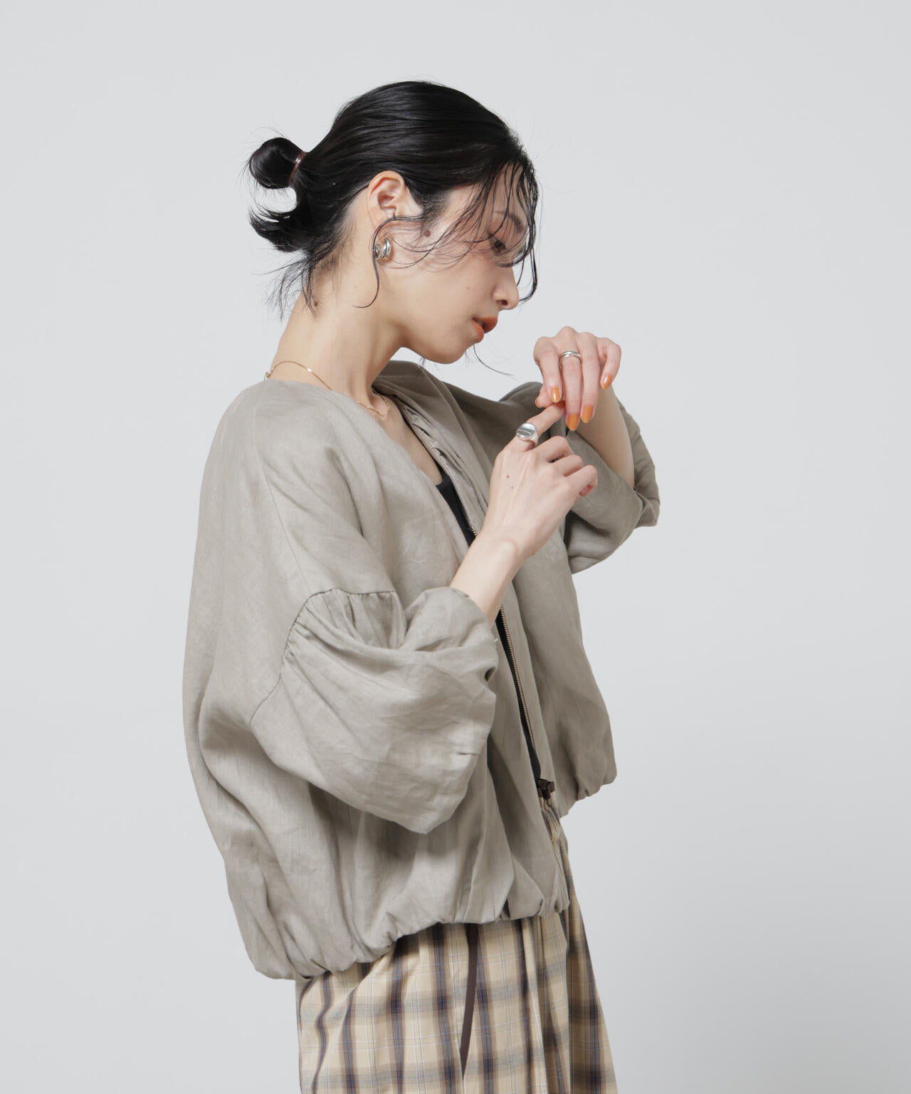 European Flax ギャザー バルーン ブルゾン ( セットアップ 可 )