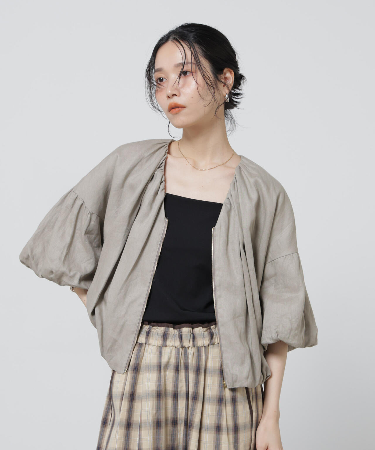 European Flax ギャザーバルーンブルゾン(セットアップ可)