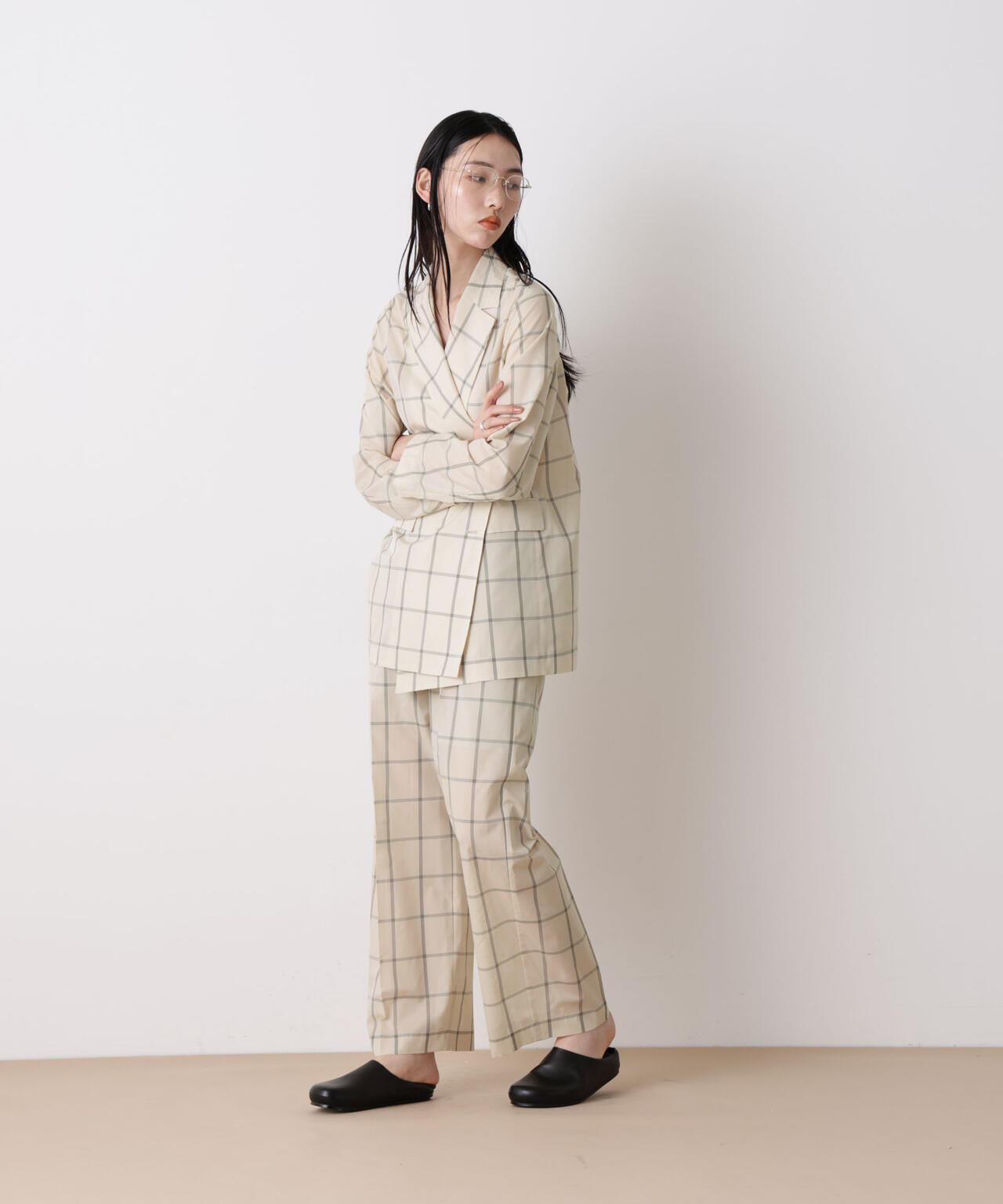 「STEVELOUR」オーガンチェックジャケット(セットアップ可) 6696116314