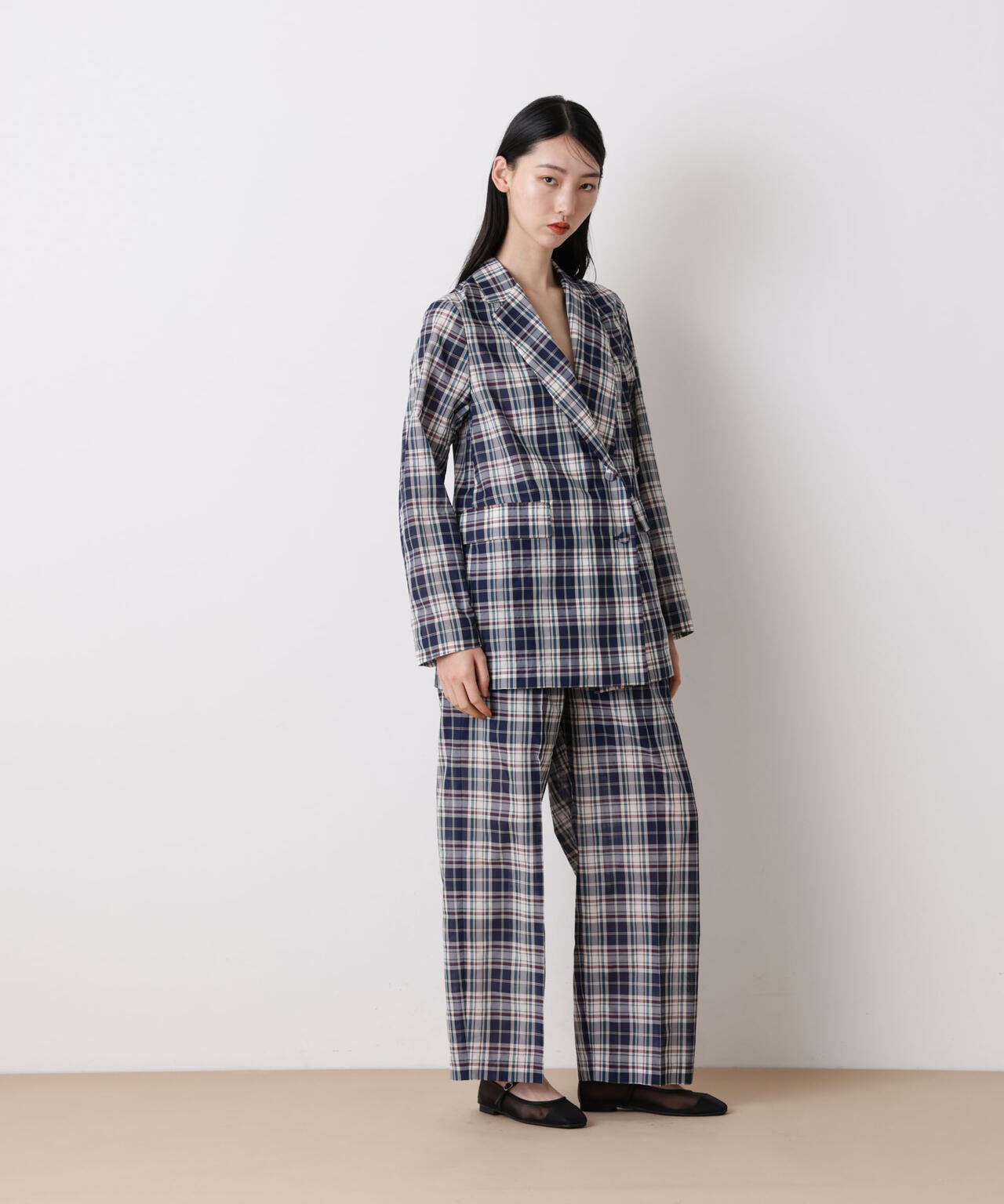 「STEVELOUR」オーガンチェックジャケット(セットアップ可) 6696116314