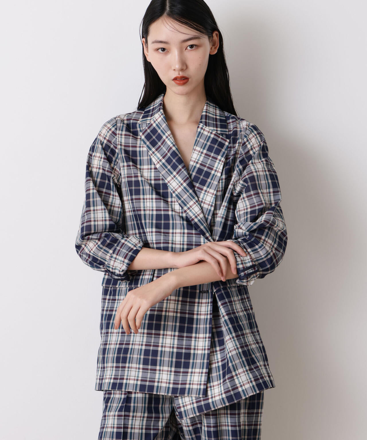 「STEVELOUR」オーガンチェックジャケット(セットアップ可) 6696116314