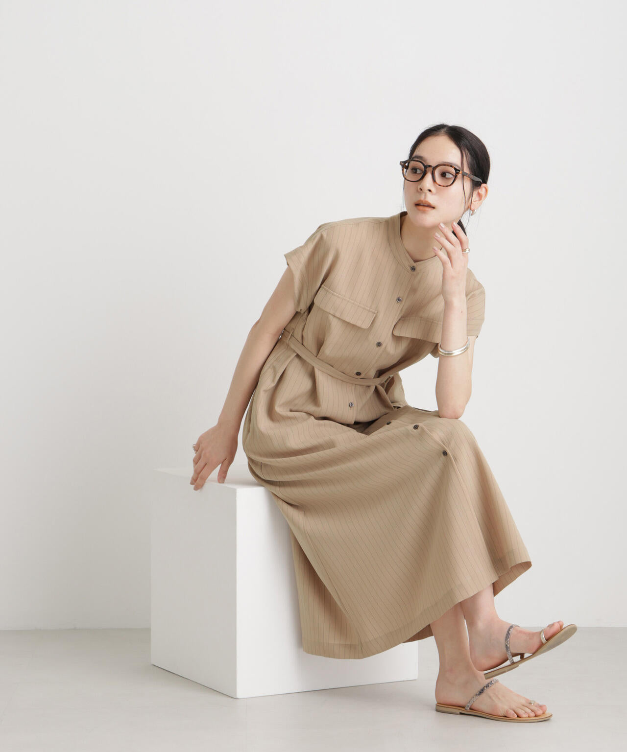 メランジドライ ベルト付きワンピース(セットアップ可)