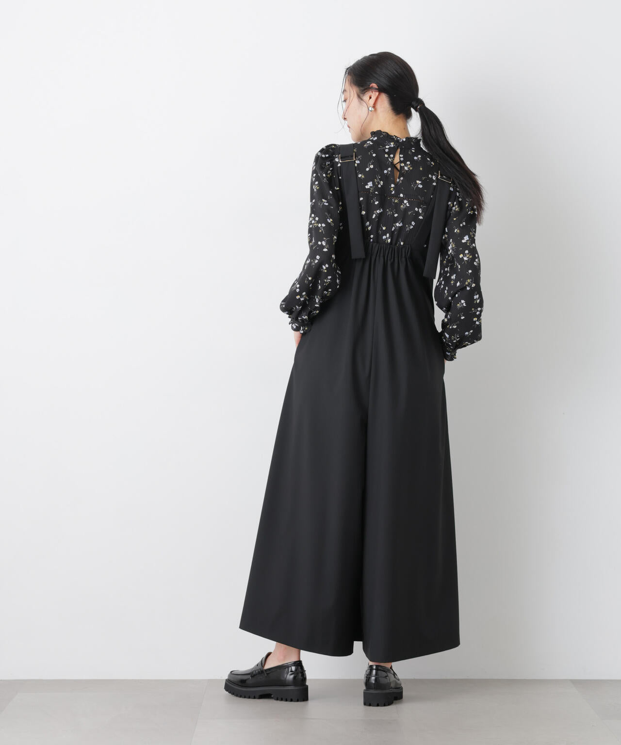 ワイド フレア サロペット