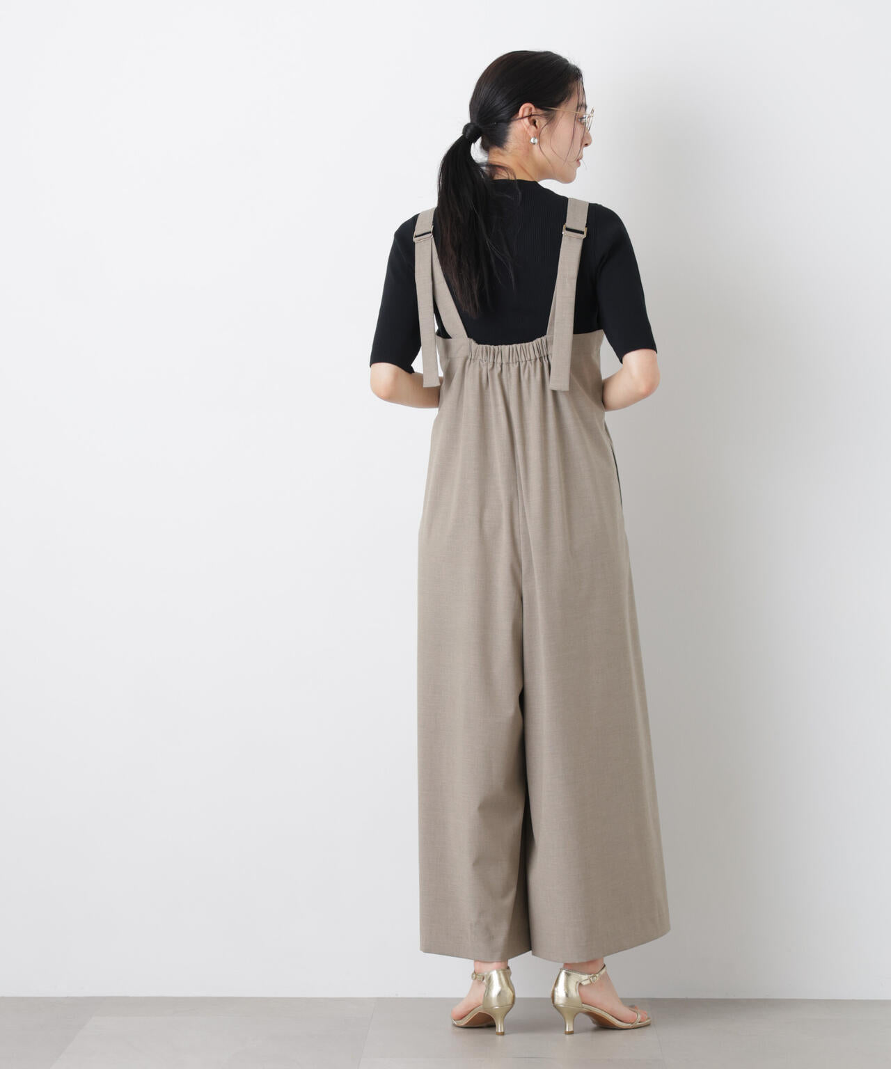 ワイド フレア サロペット
