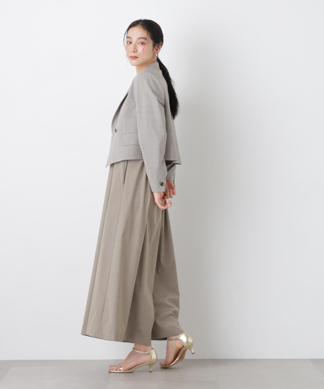 ワイド フレア サロペット