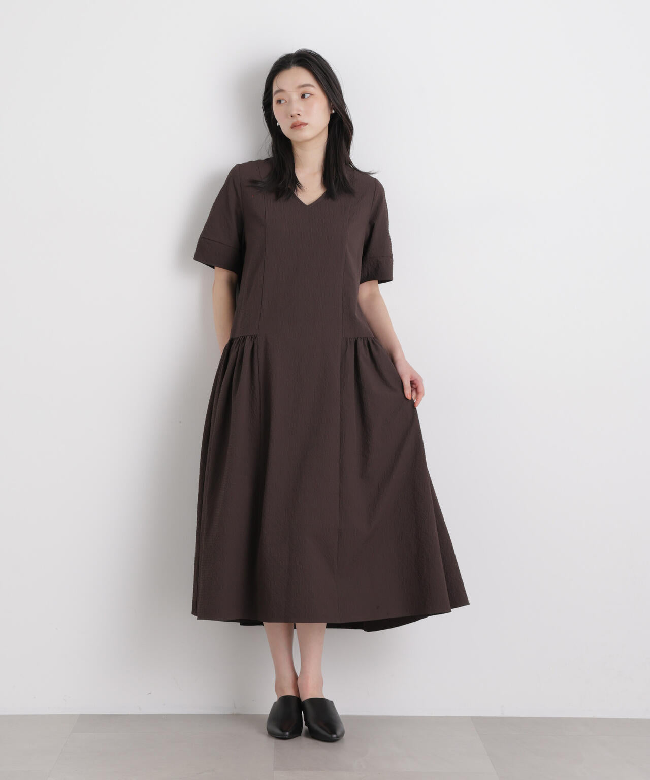 ギャザーティアードサッカーワンピース 6696119308