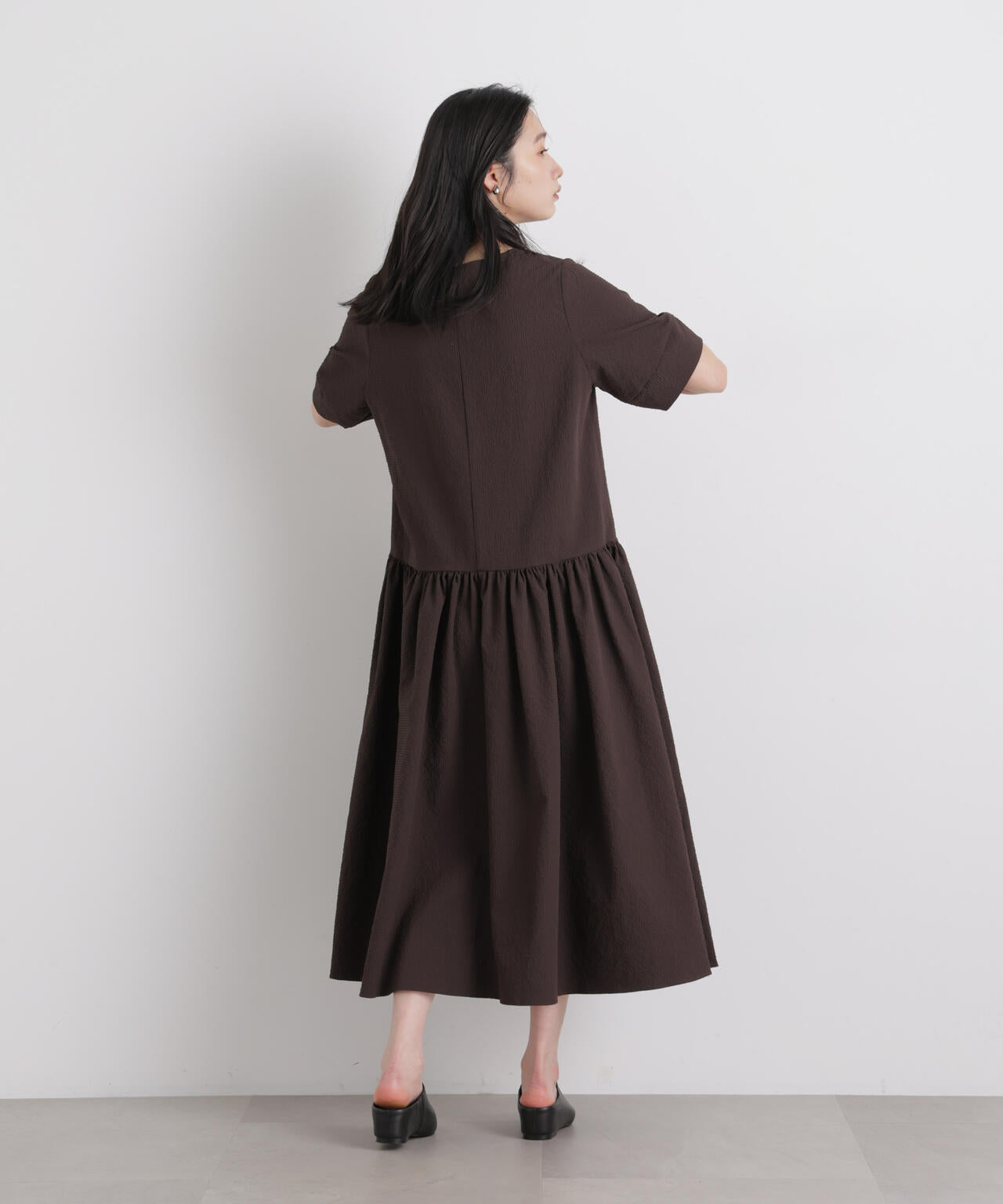 ギャザーティアードサッカーワンピース 6696119308