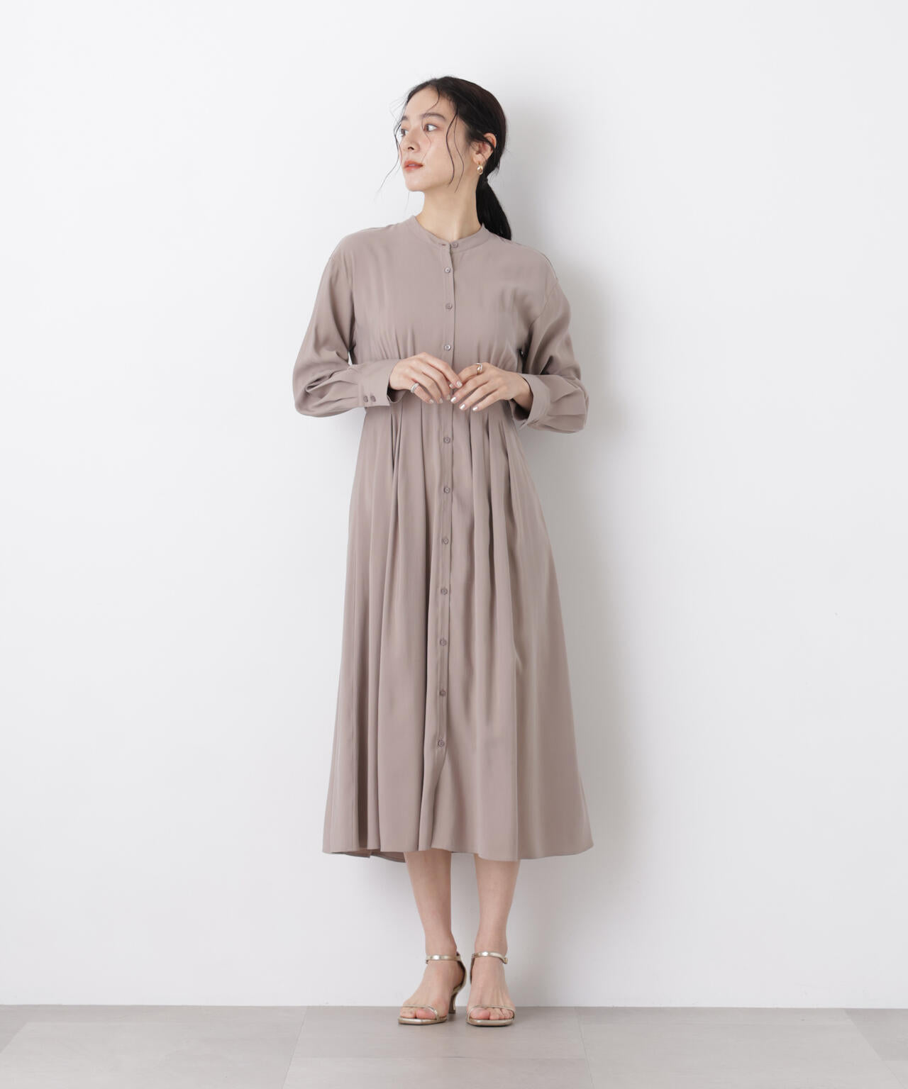 ウエスト切り替えギャザー ワンピース