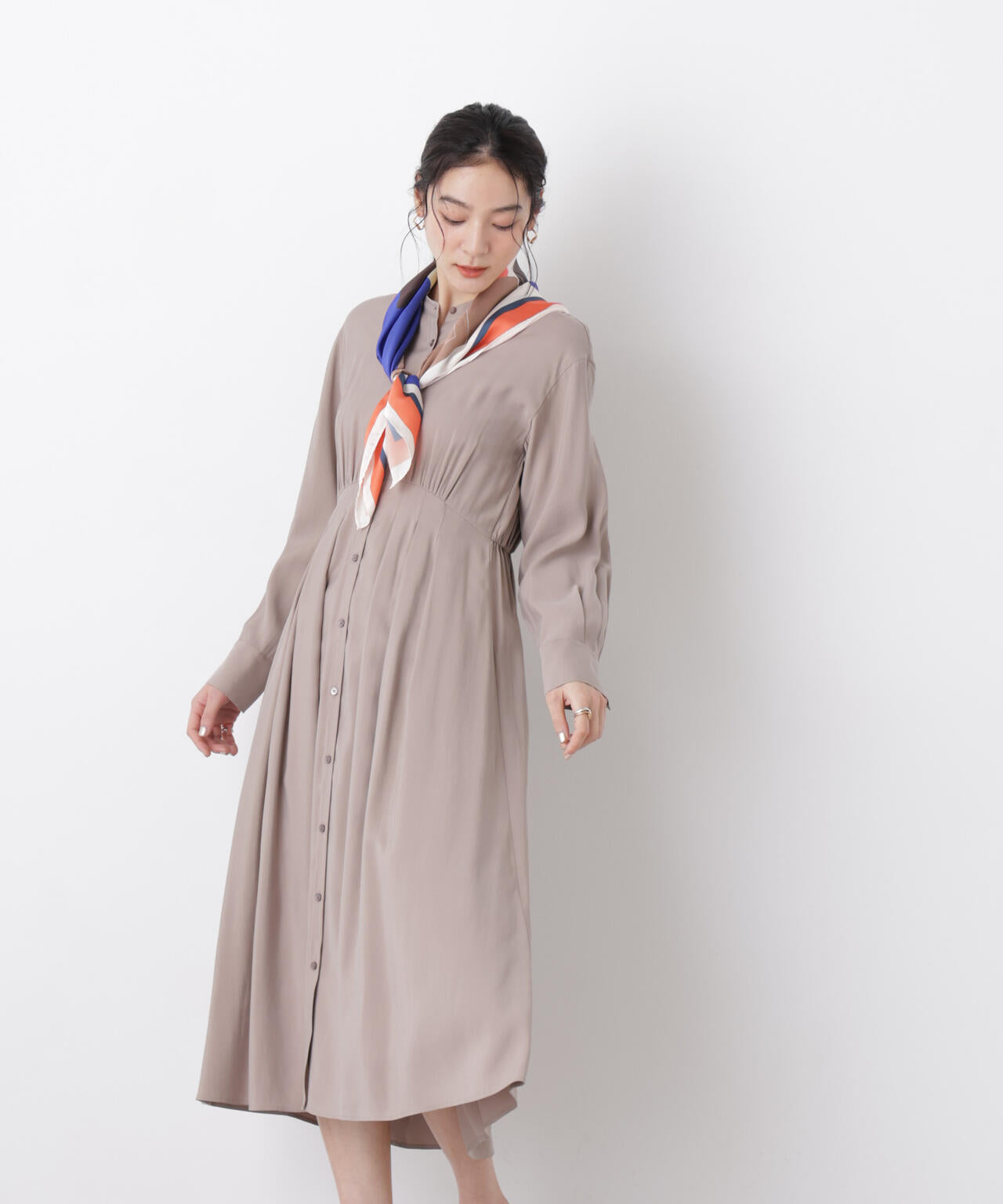 ウエスト切り替えギャザー ワンピース