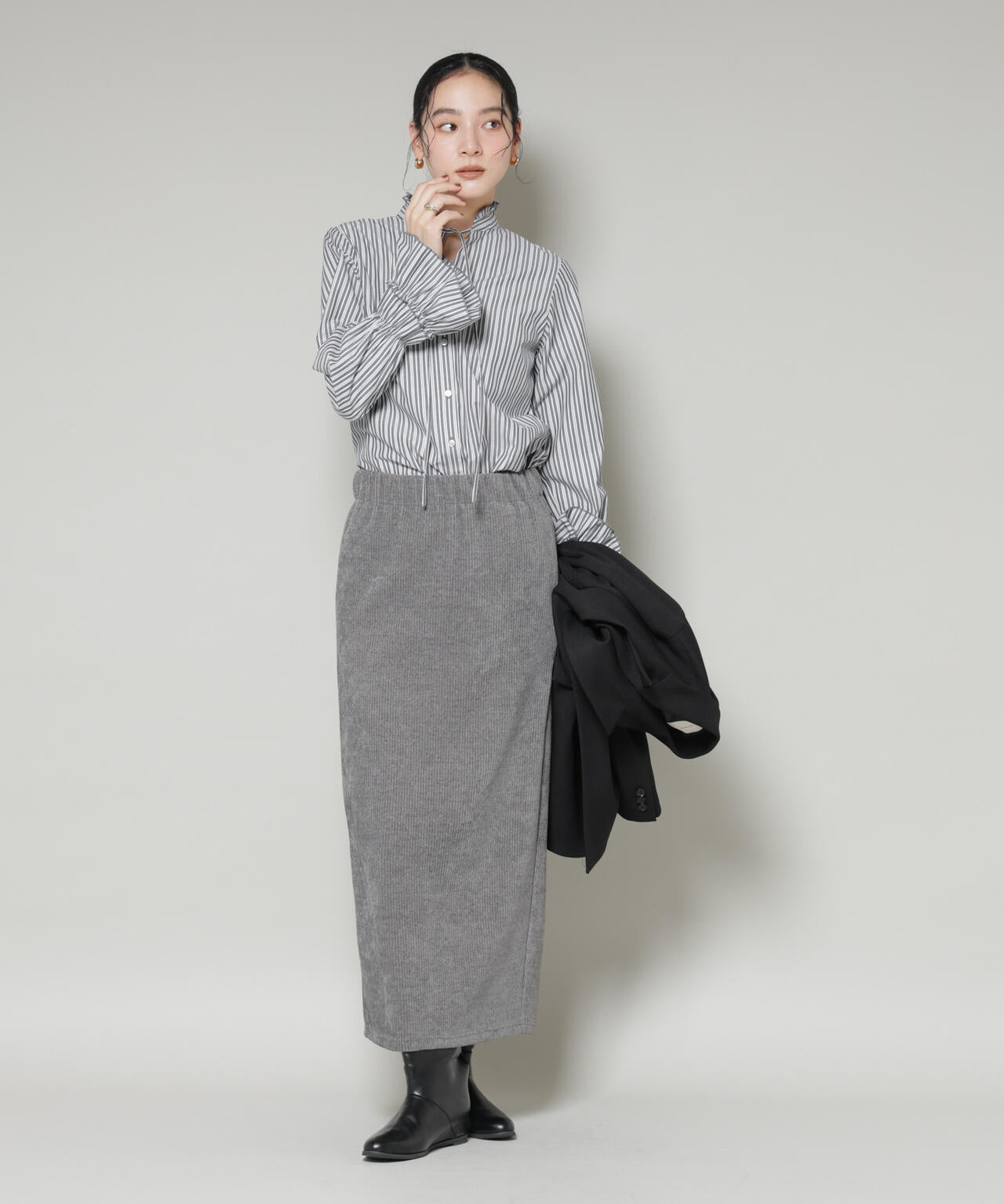 ストライプフリルシャツ 6696120301