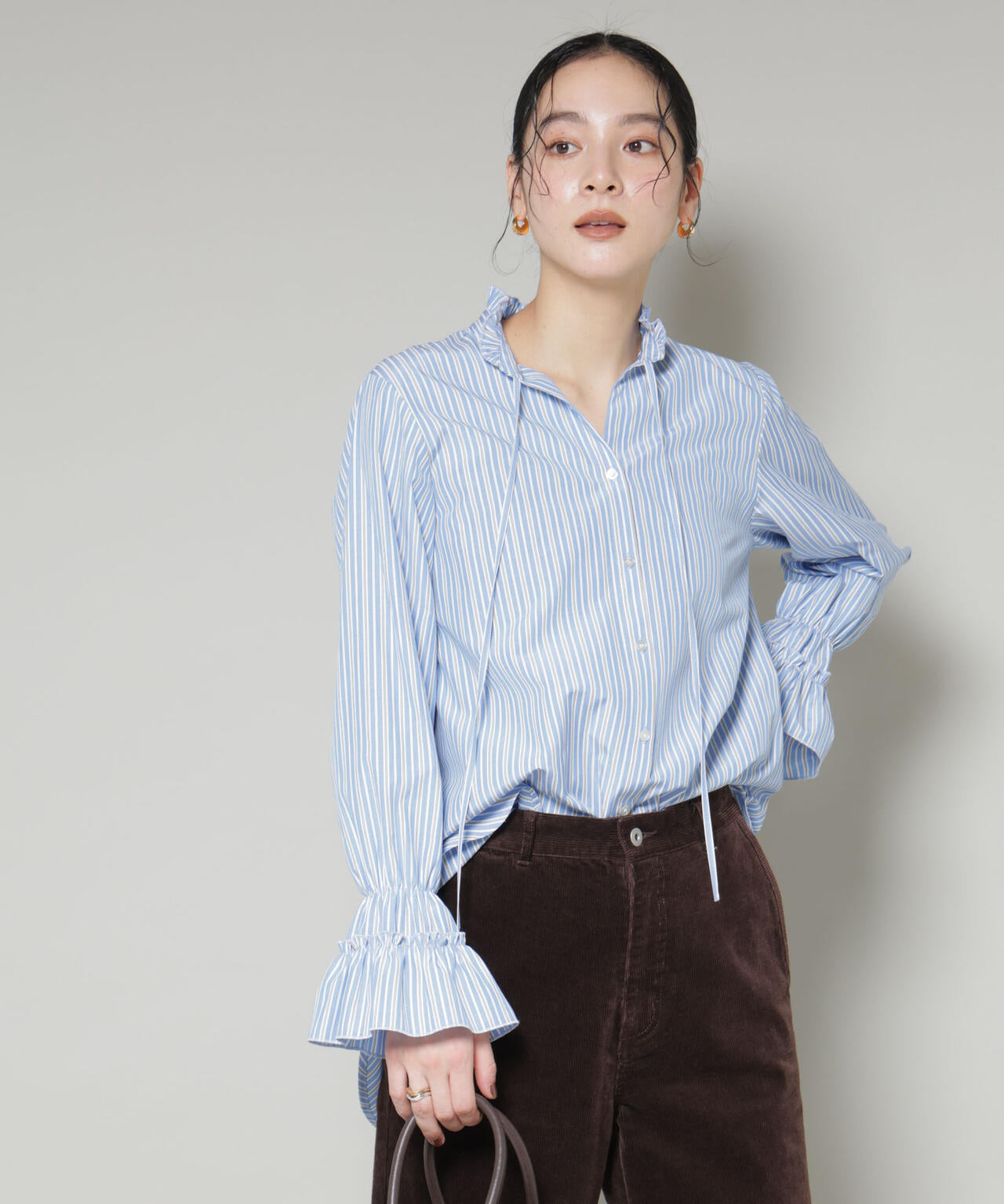 ストライプフリルシャツ 6696120301