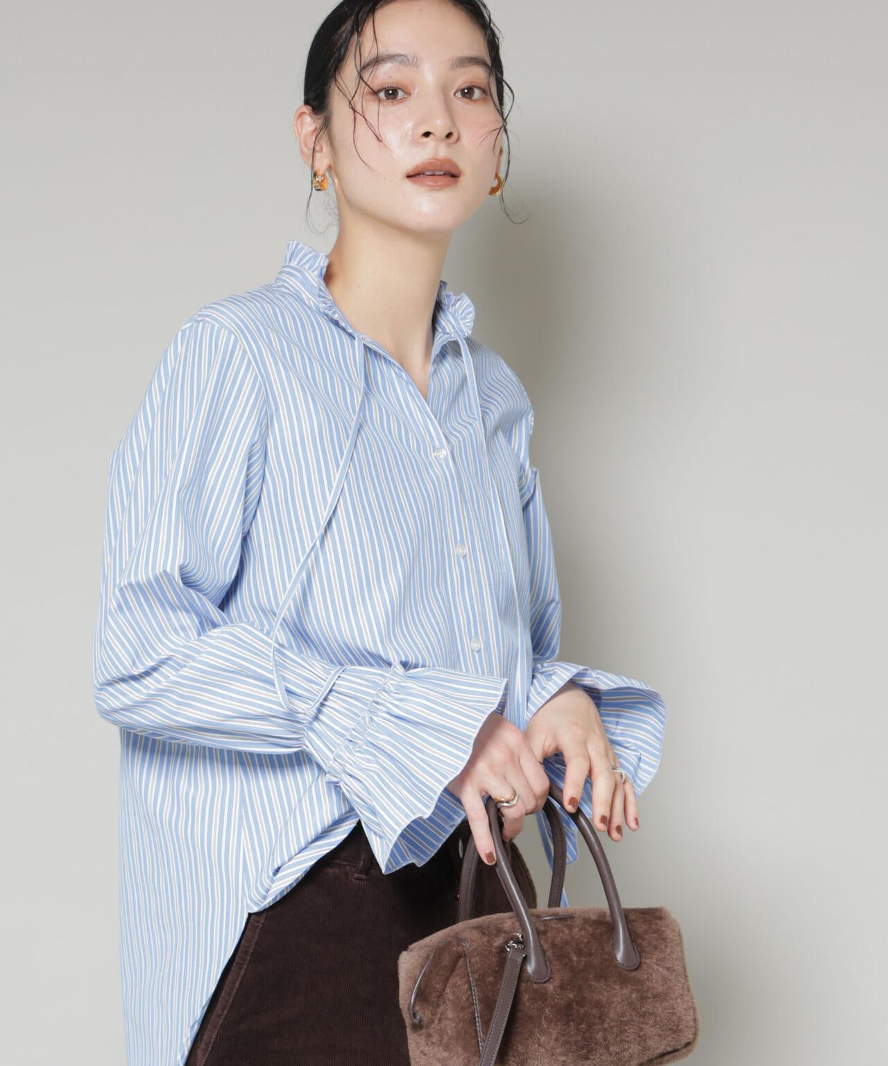 ストライプフリルシャツ 6696120301