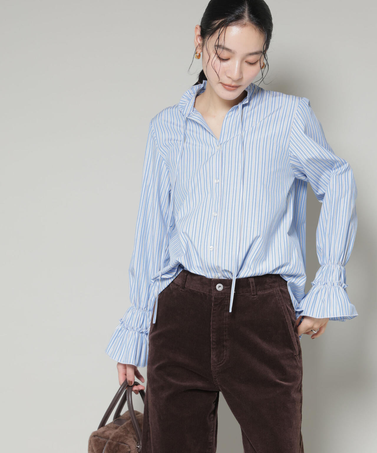 ストライプフリルシャツ 6696120301