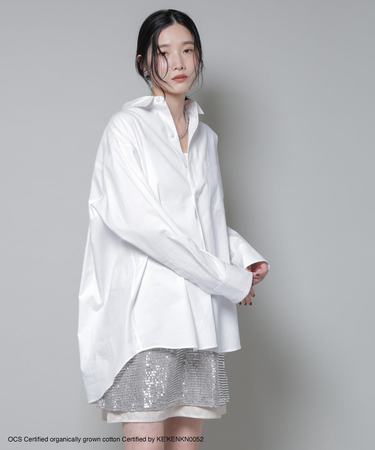 ローンオーガニックコットンシャツ オーガニック・コットン・シアサッカー・シャツ、半袖 ストライプ