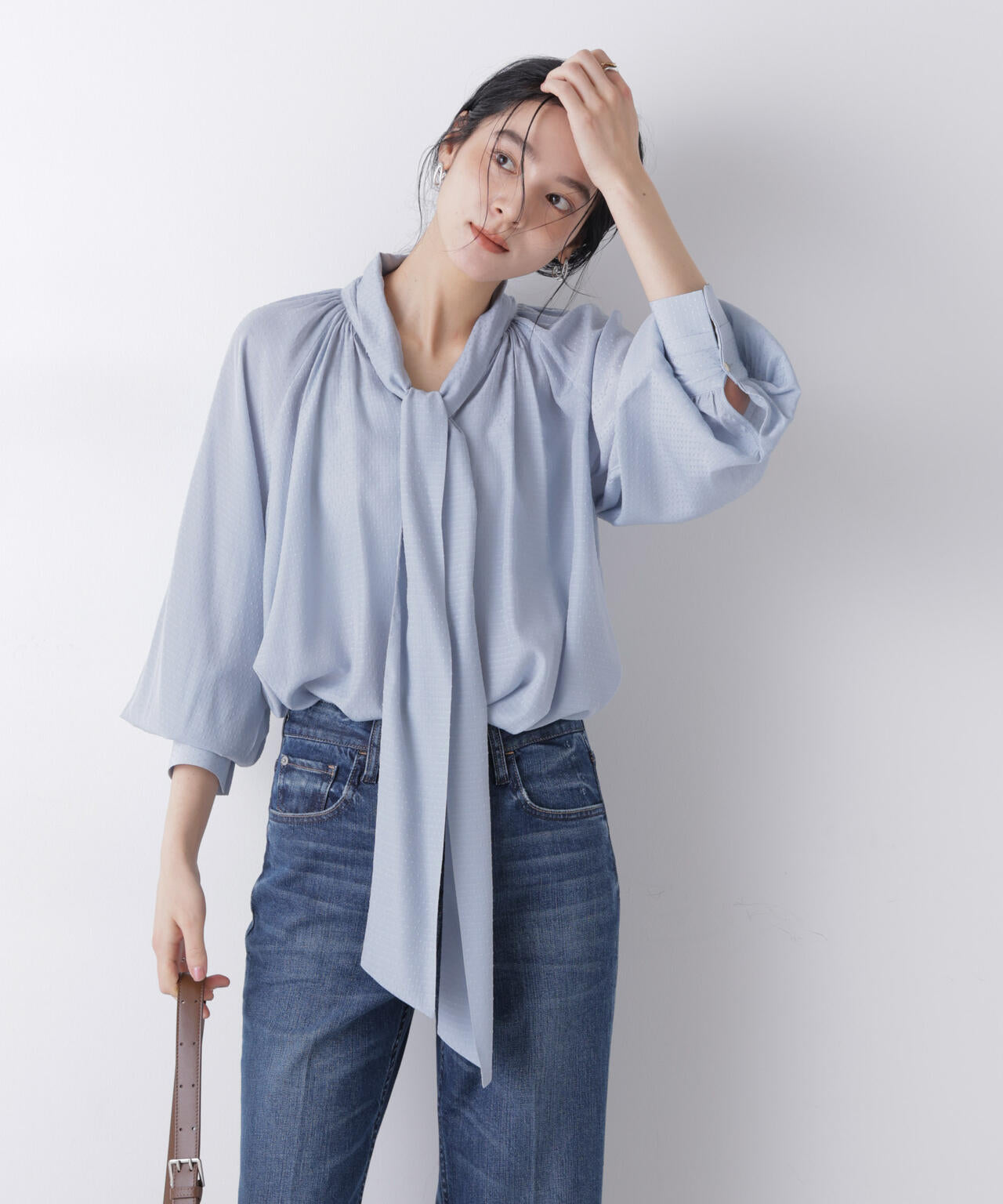 ドビードットリボンタイブラウス 6696120304