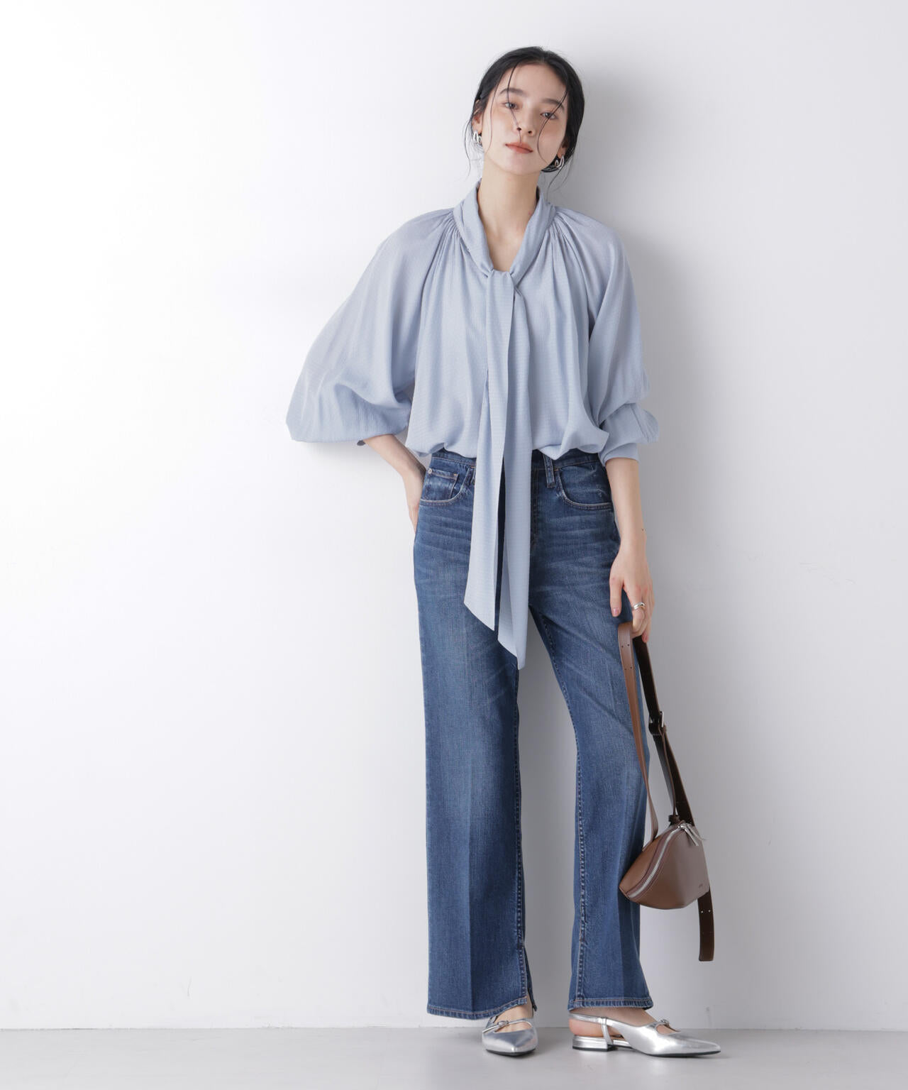 ドビードットリボンタイブラウス 6696120304