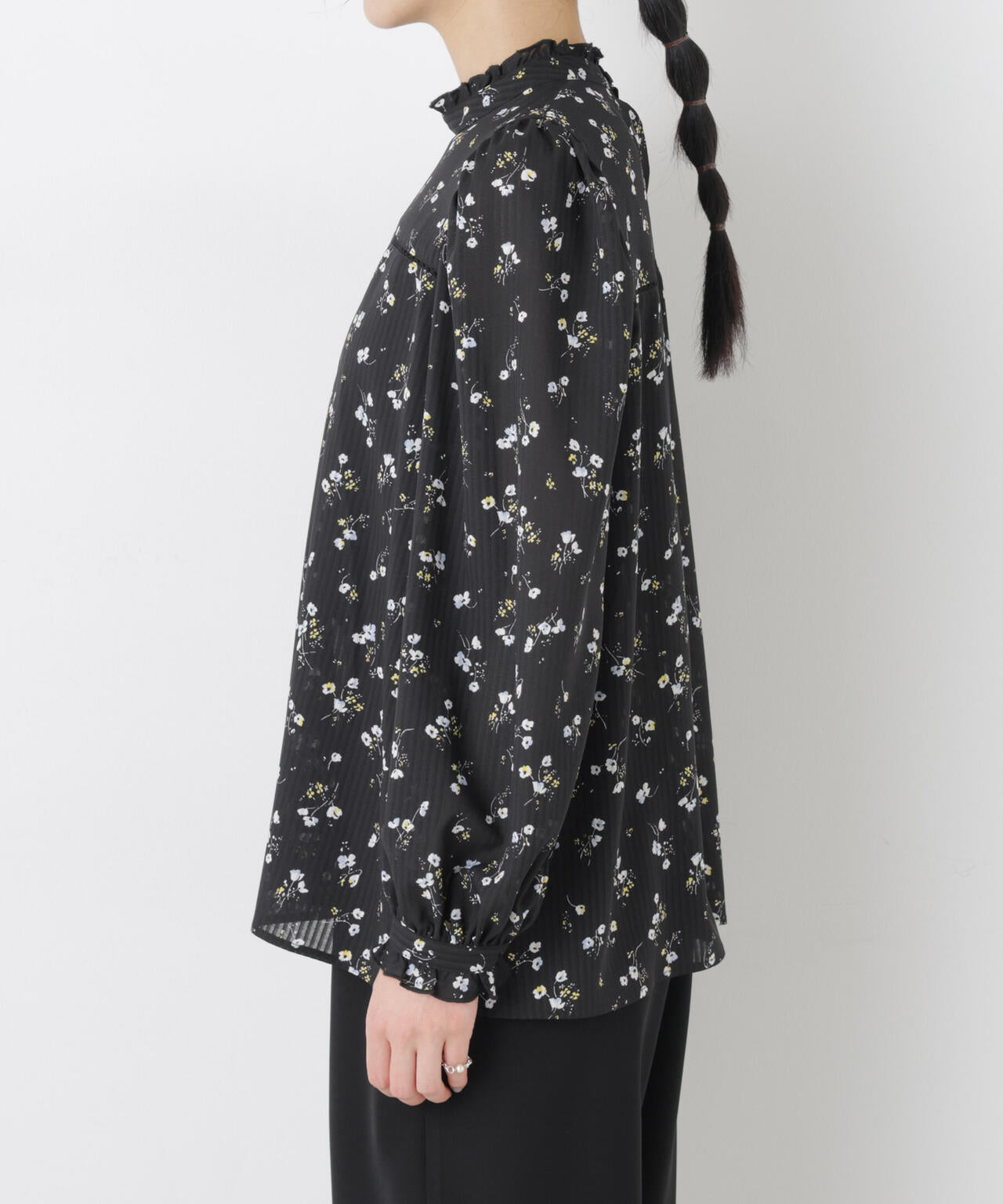 フラワー プリント スタンド フリル ブラウス ( セットアップ 可)