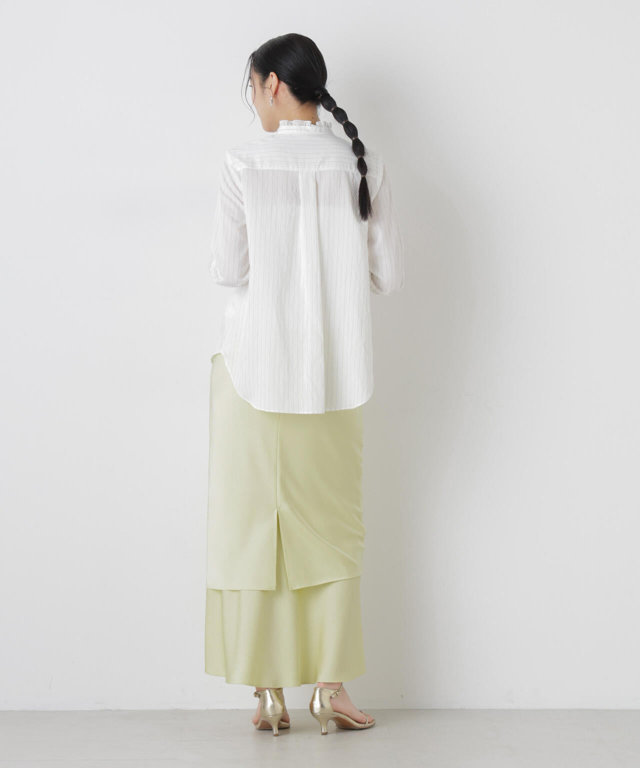 ストライプ フリル ブラウス