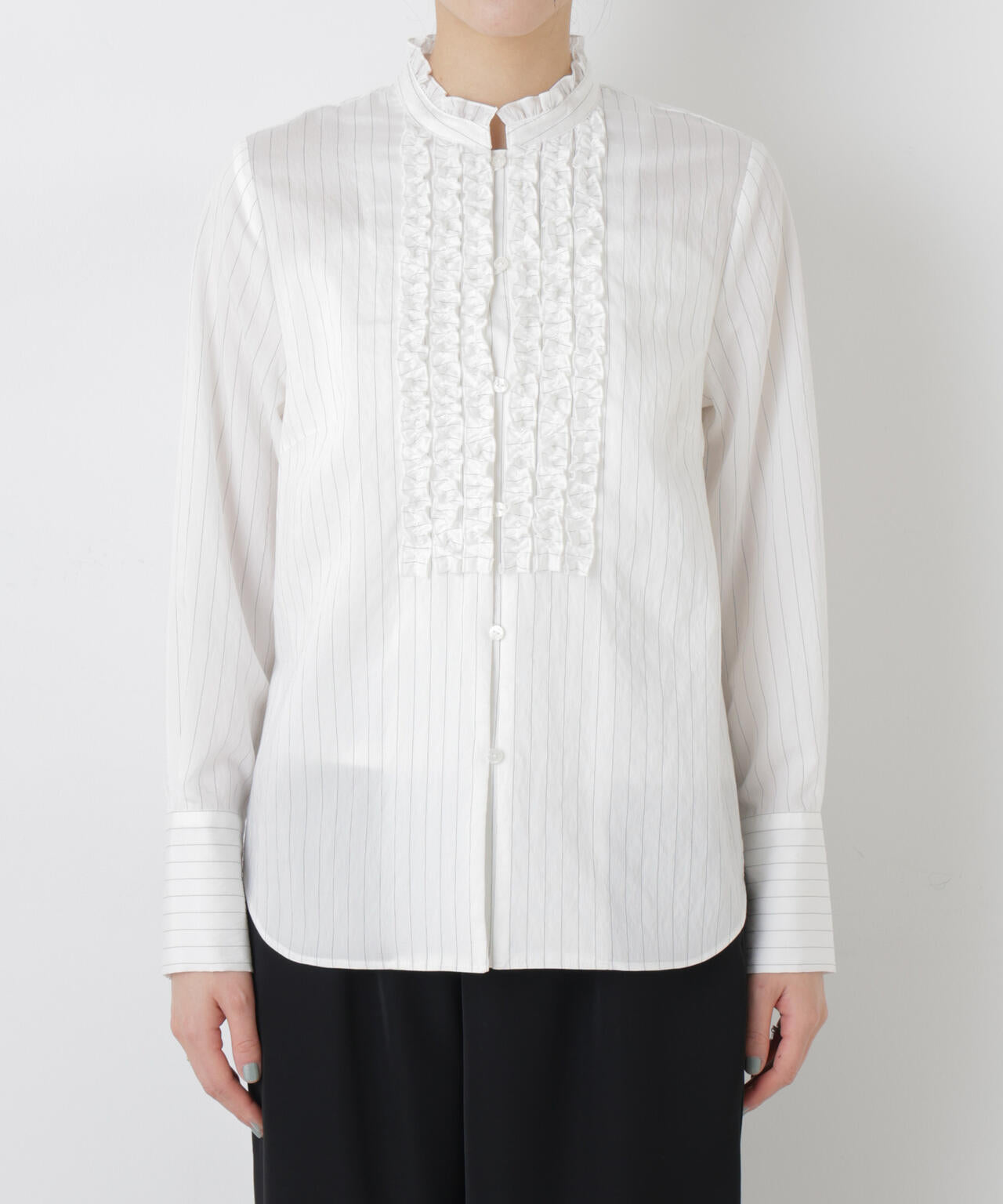 ストライプ フリル ブラウス