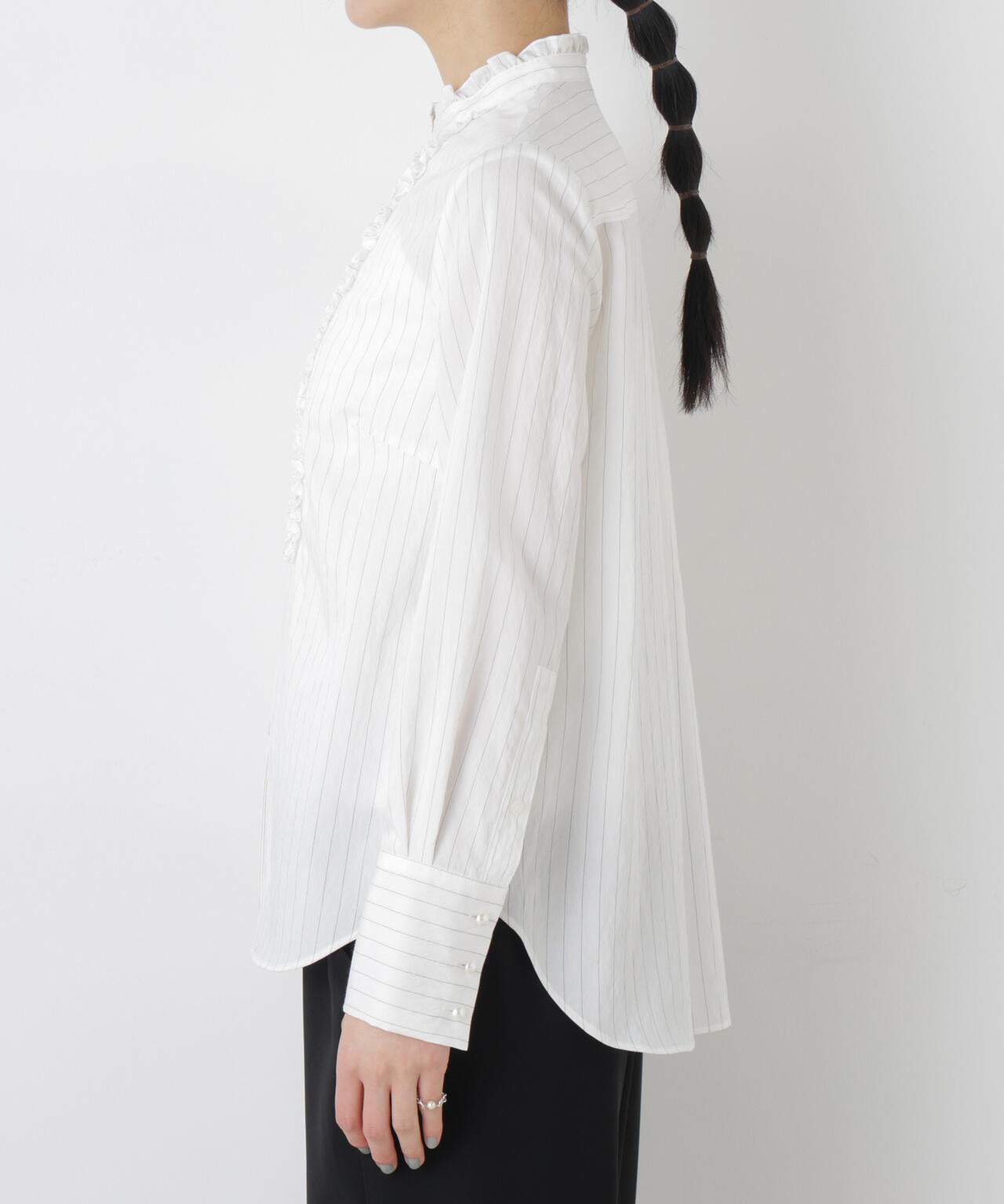 ストライプフリルブラウス 6696120306