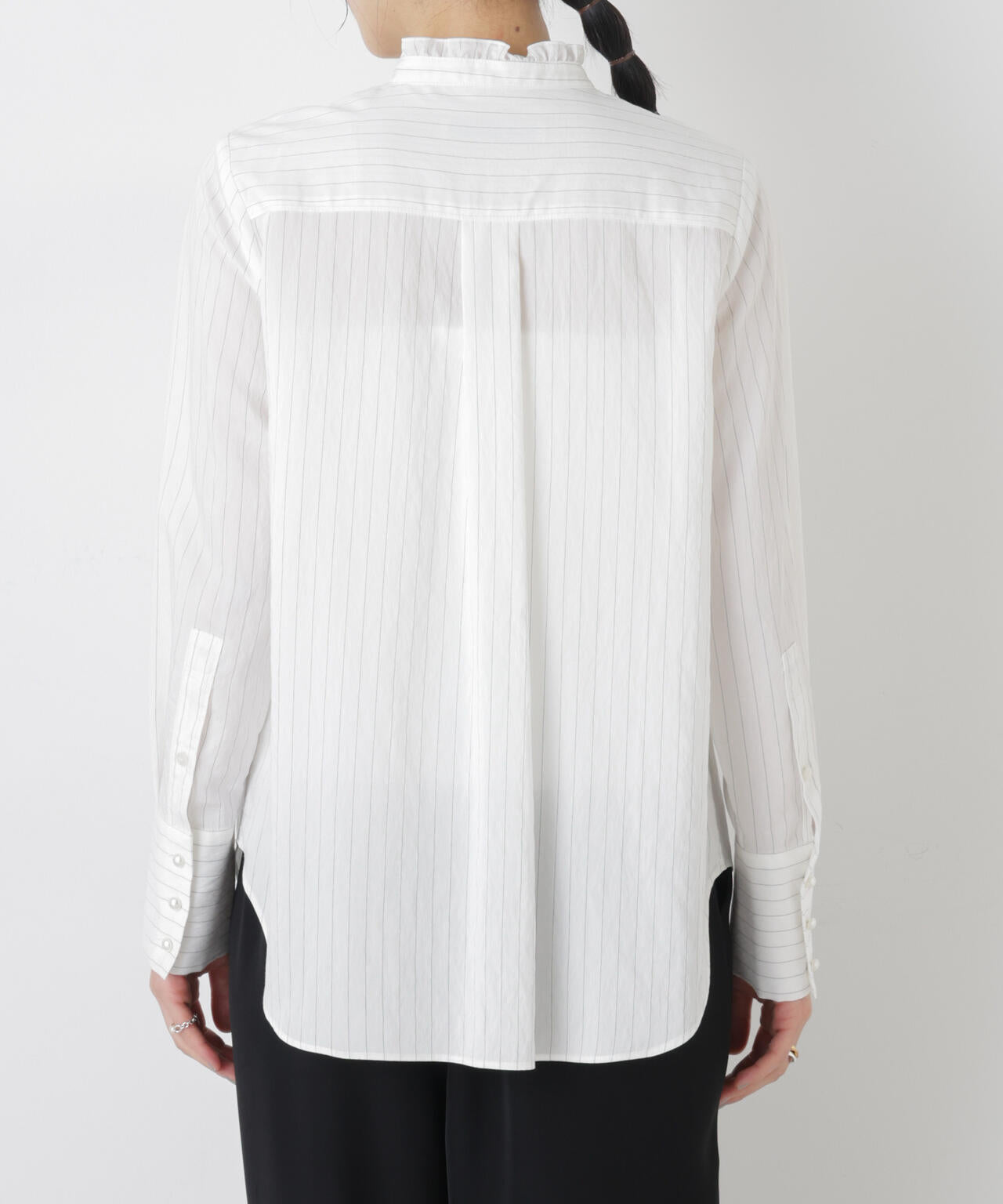 ストライプフリルブラウス 6696120306