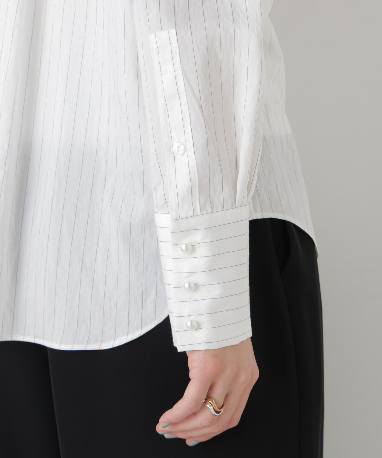 ストライプフリルブラウス 6696120306