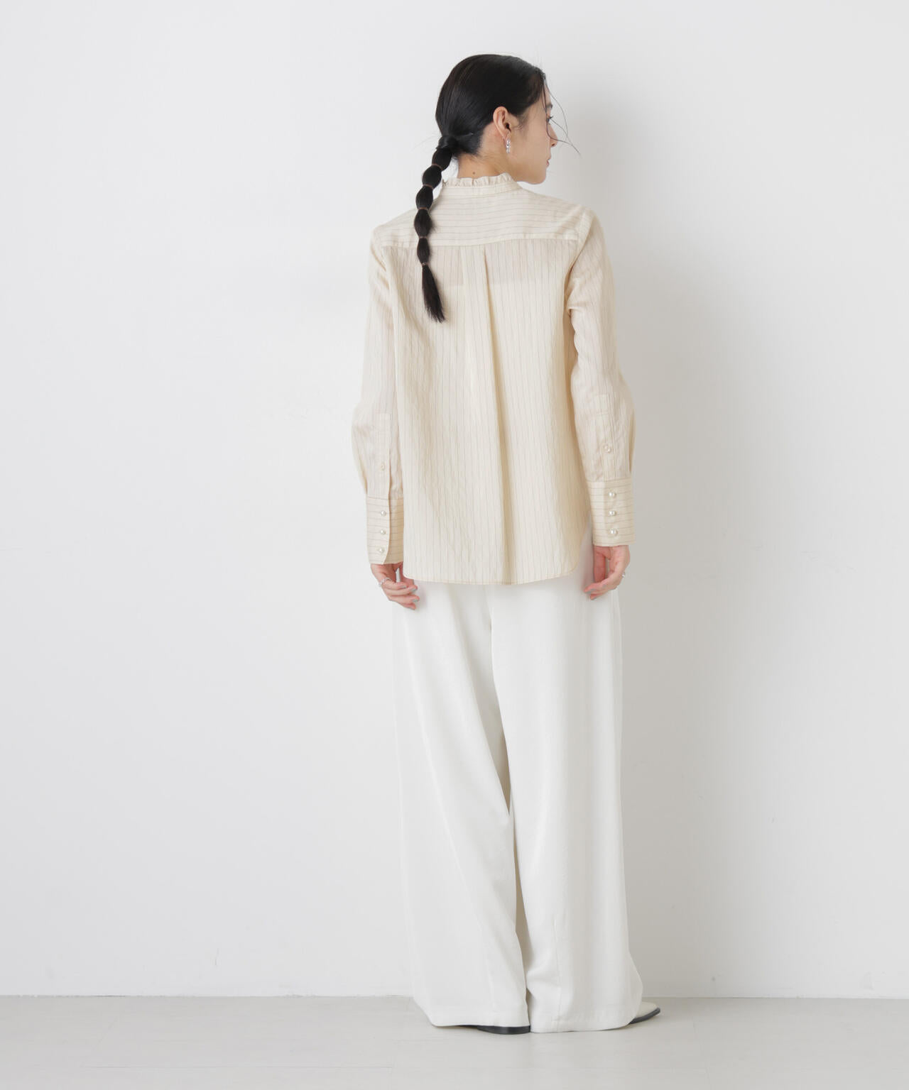 ストライプフリルブラウス 6696120306