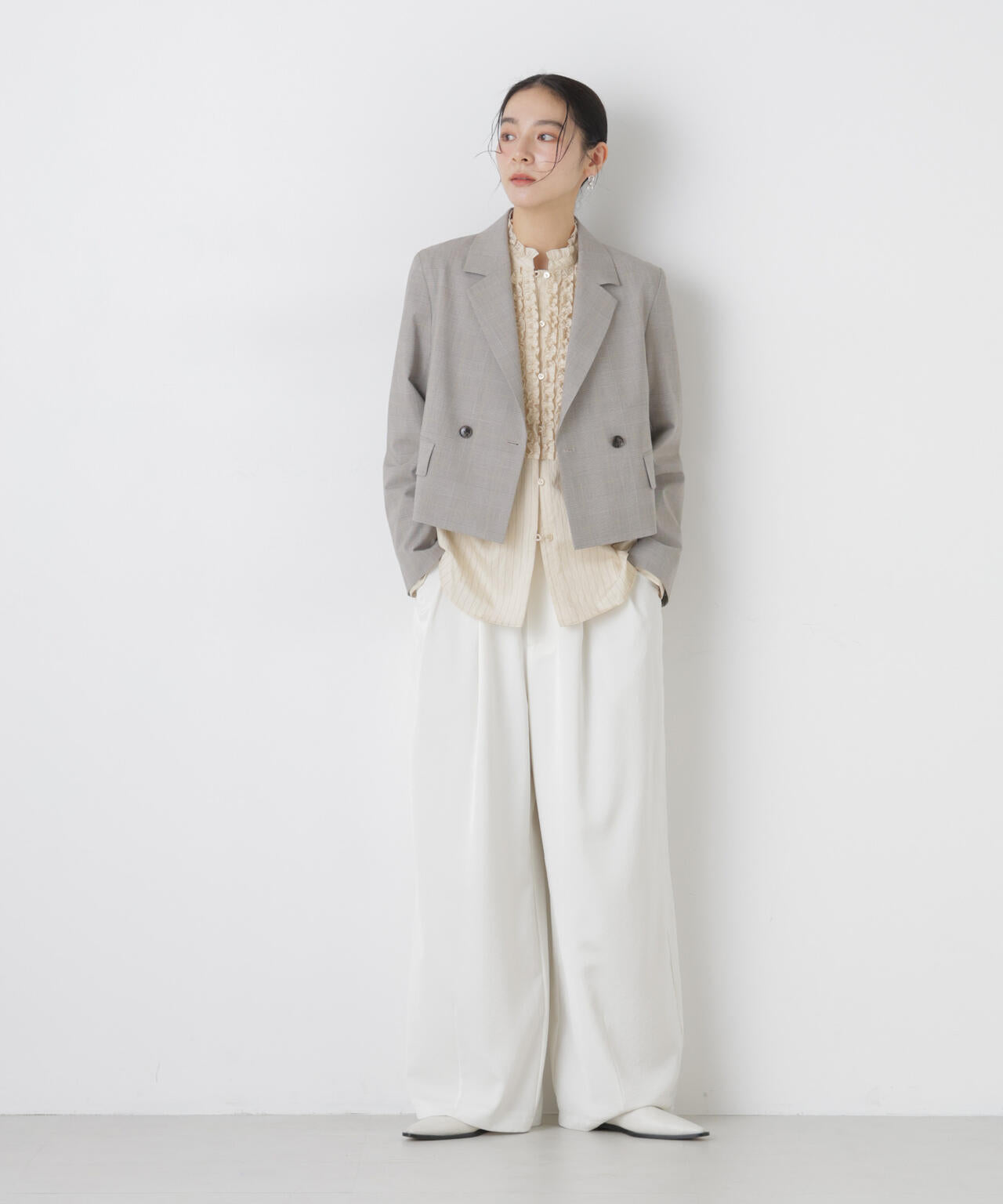 ストライプフリルブラウス 6696120306