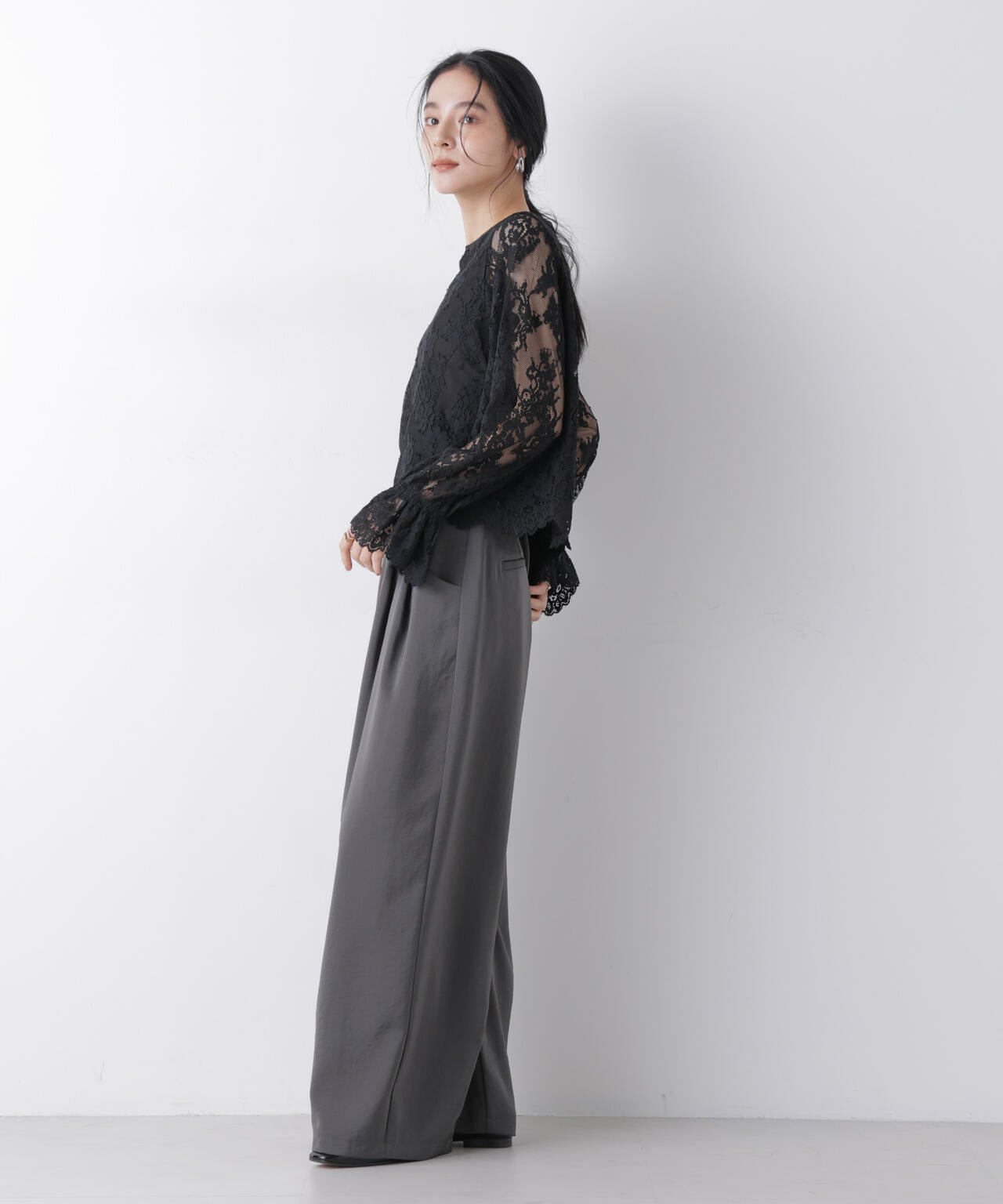 レーススカラップブラウス 6696120307