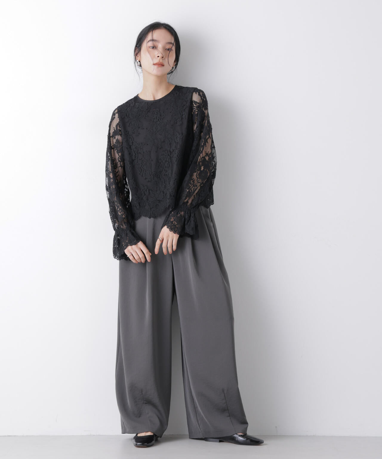 レーススカラップブラウス 6696120307