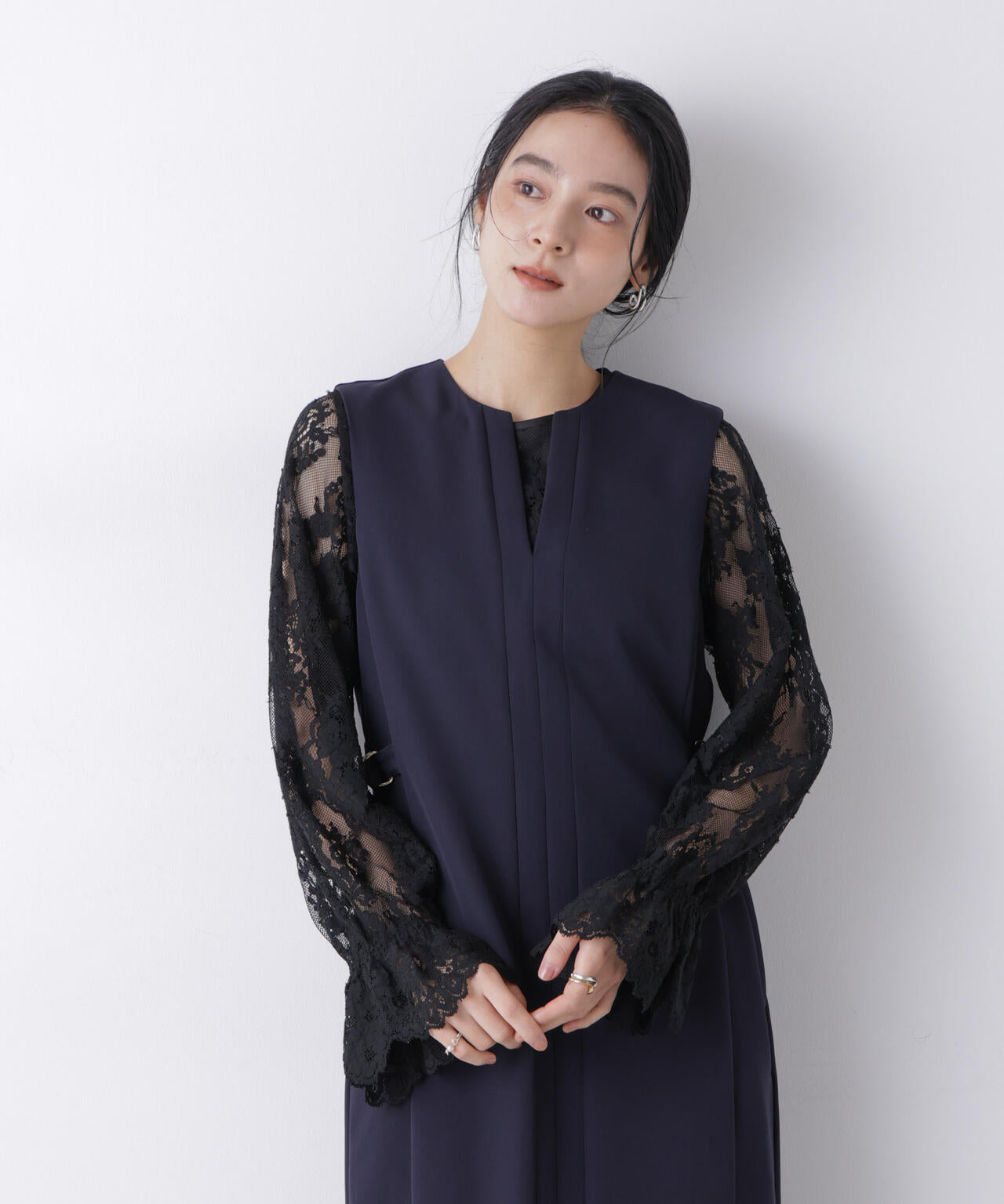 レーススカラップブラウス 6696120307