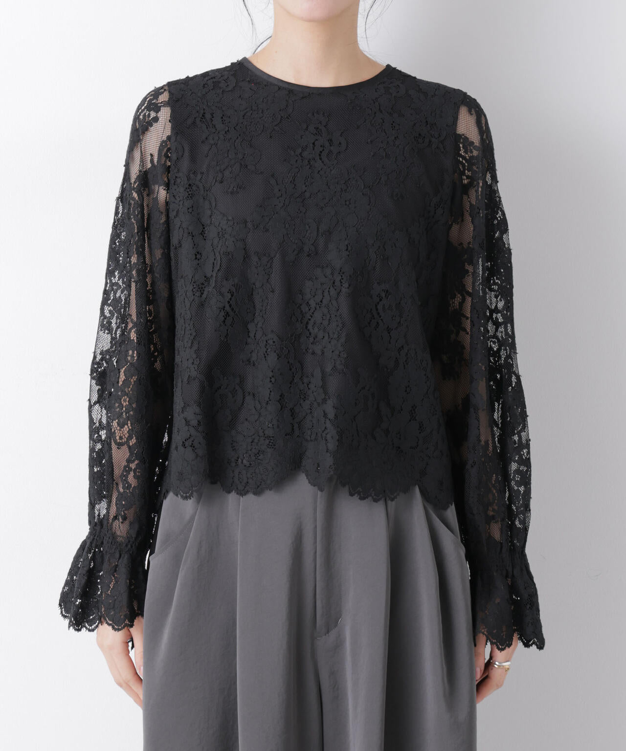 レーススカラップブラウス 6696120307