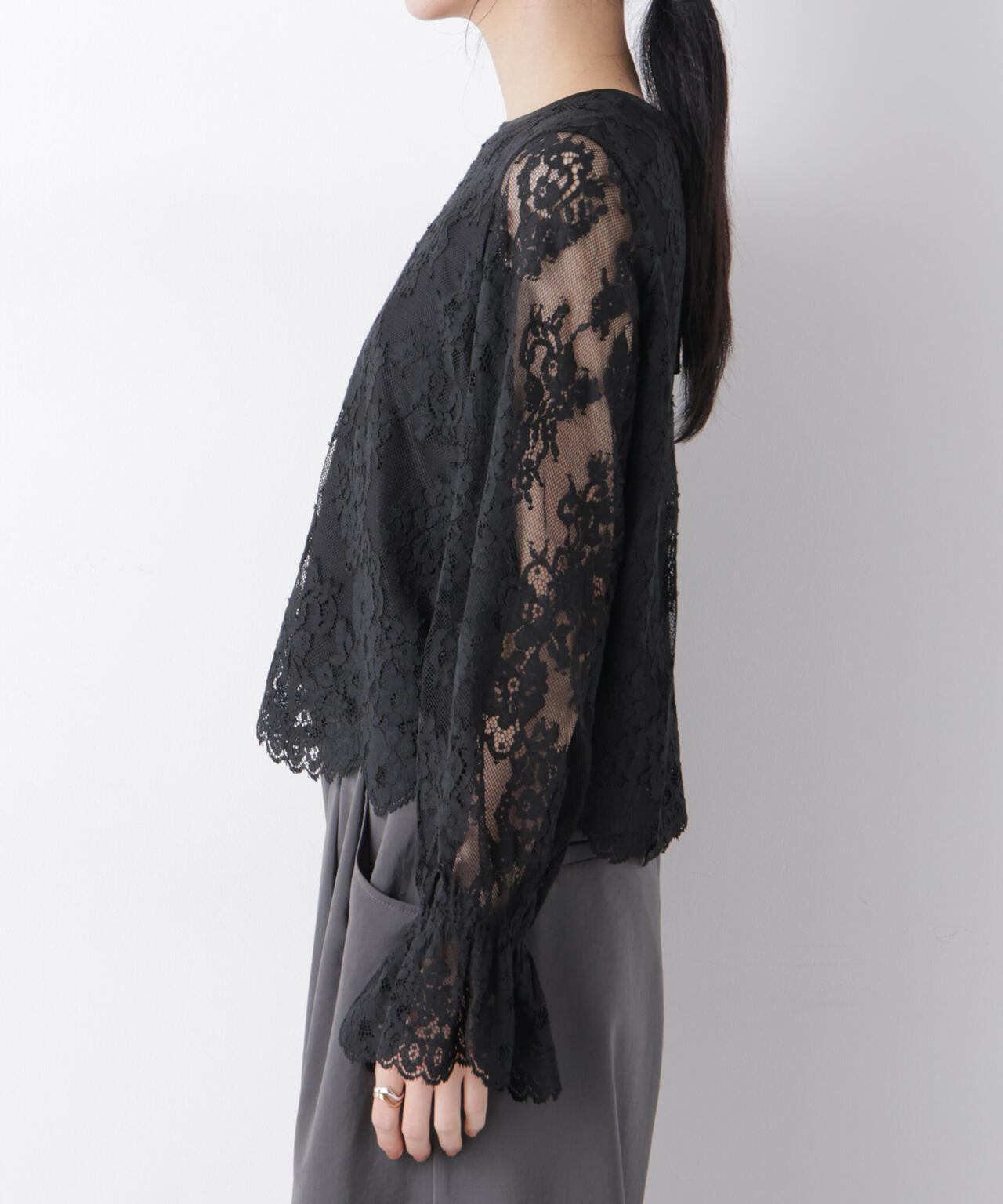 レーススカラップブラウス 6696120307