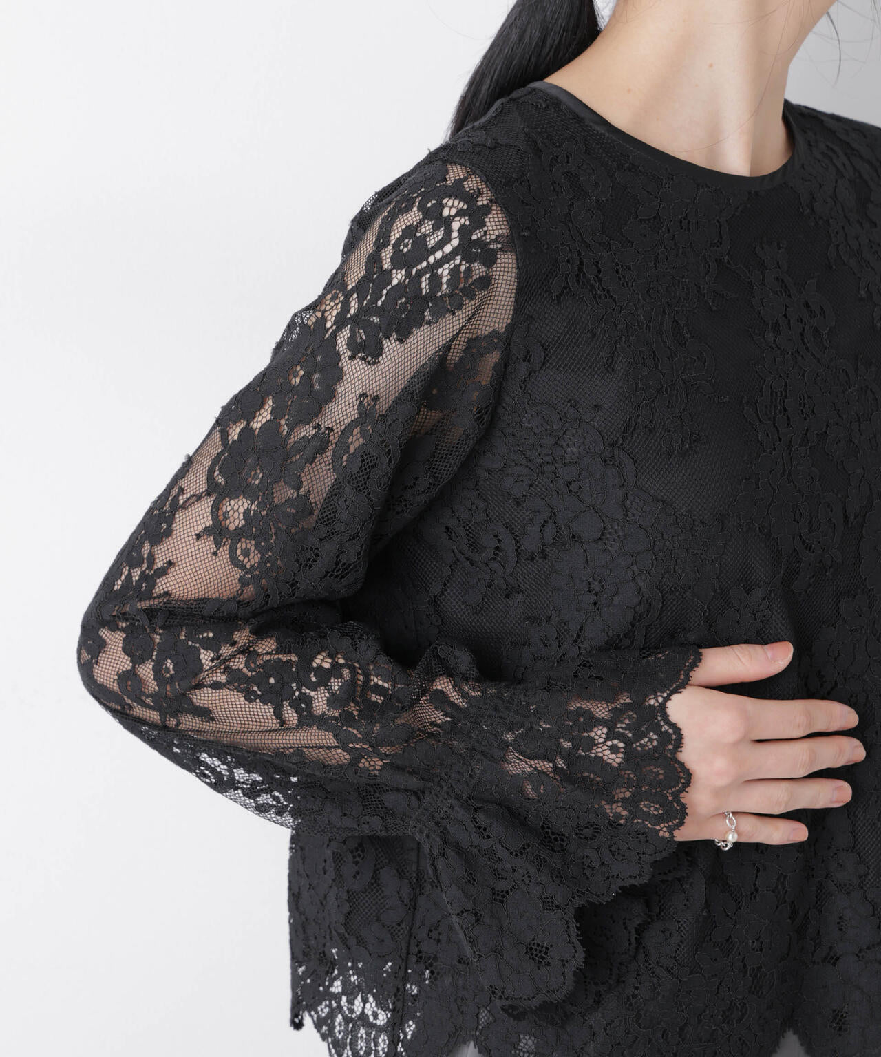 レーススカラップブラウス 6696120307